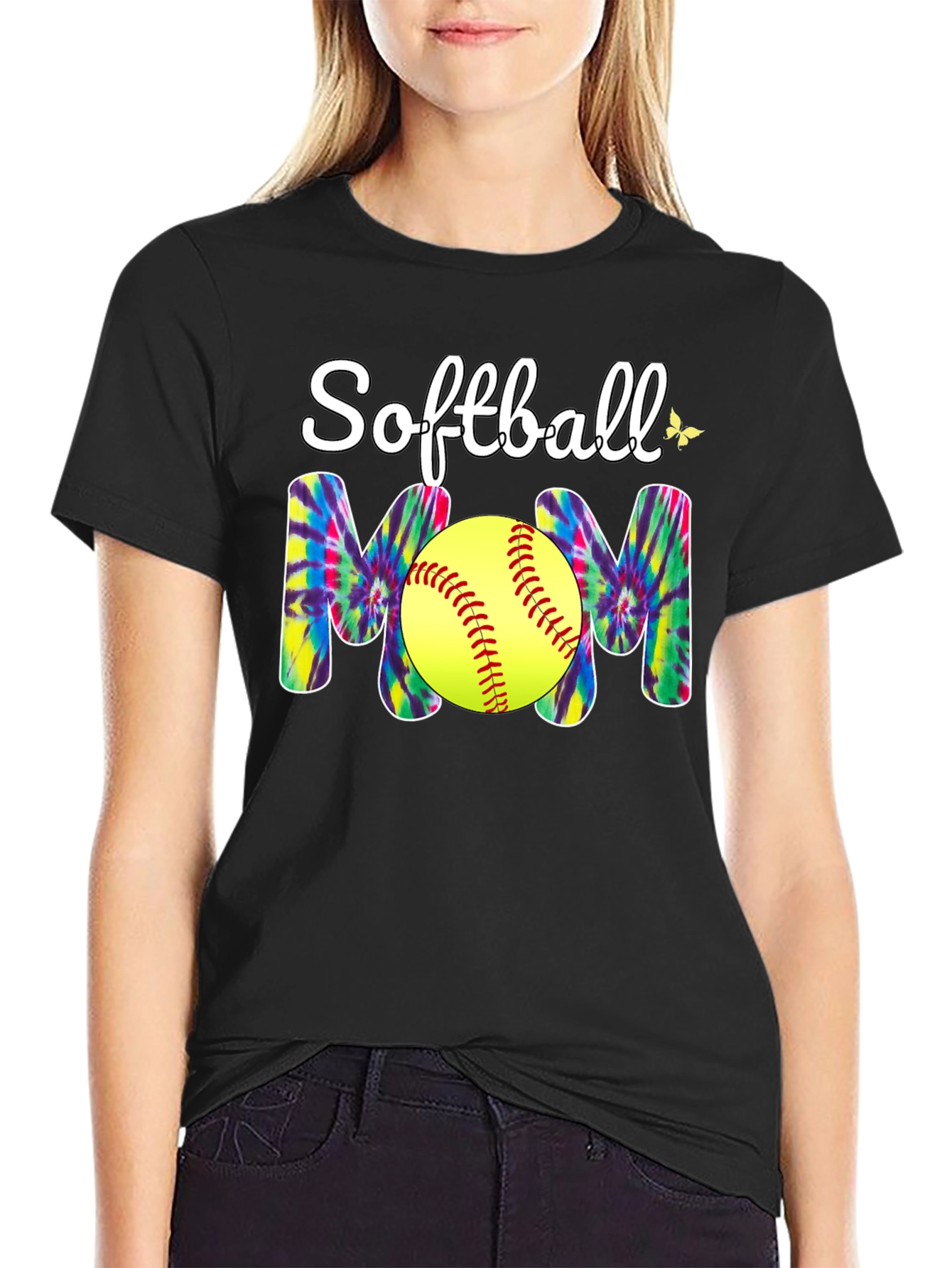 Softball Mom T-Shirt - Tie Dye Design