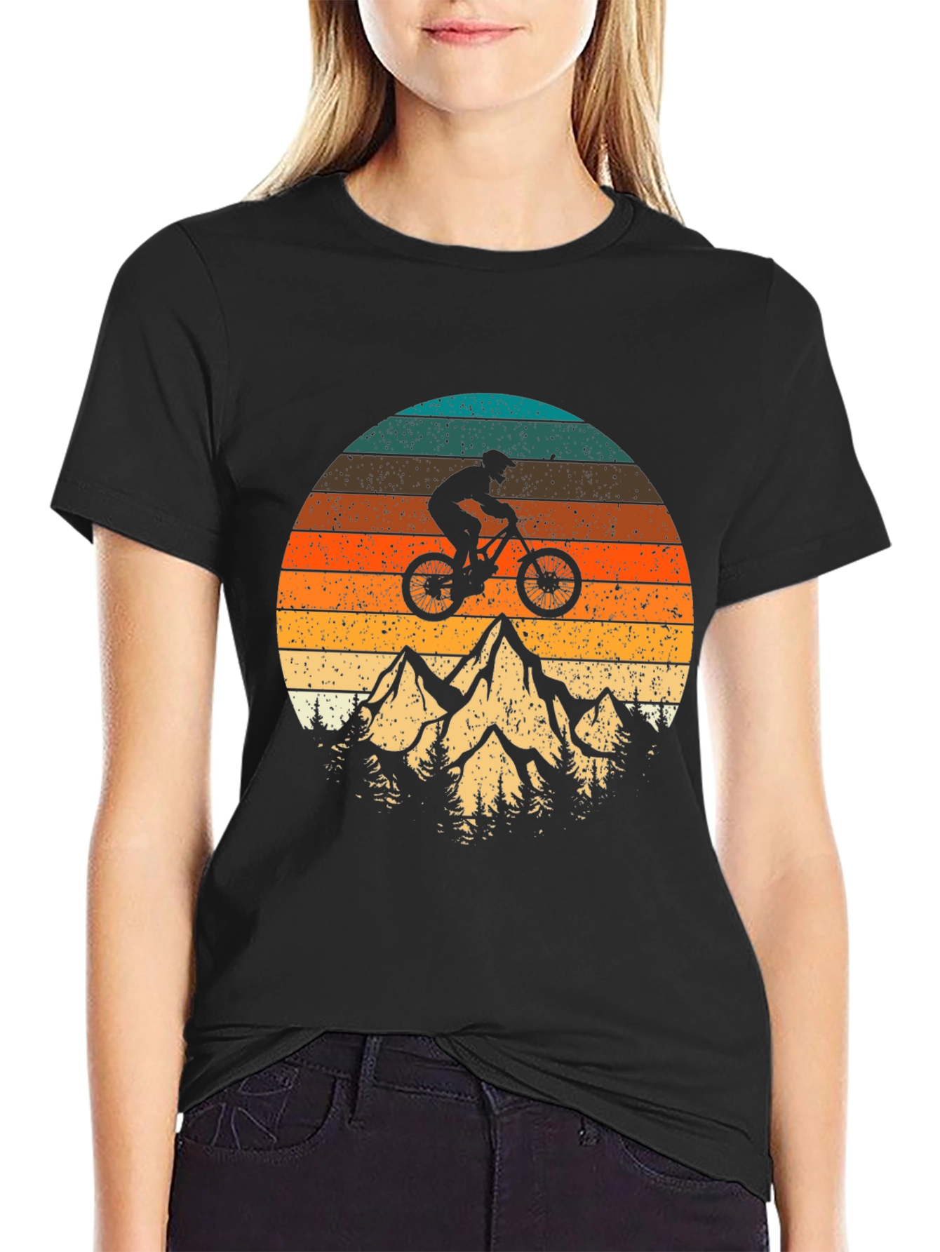 Mountain Biking Sunset Graphic Tee - Adventure Awaits!