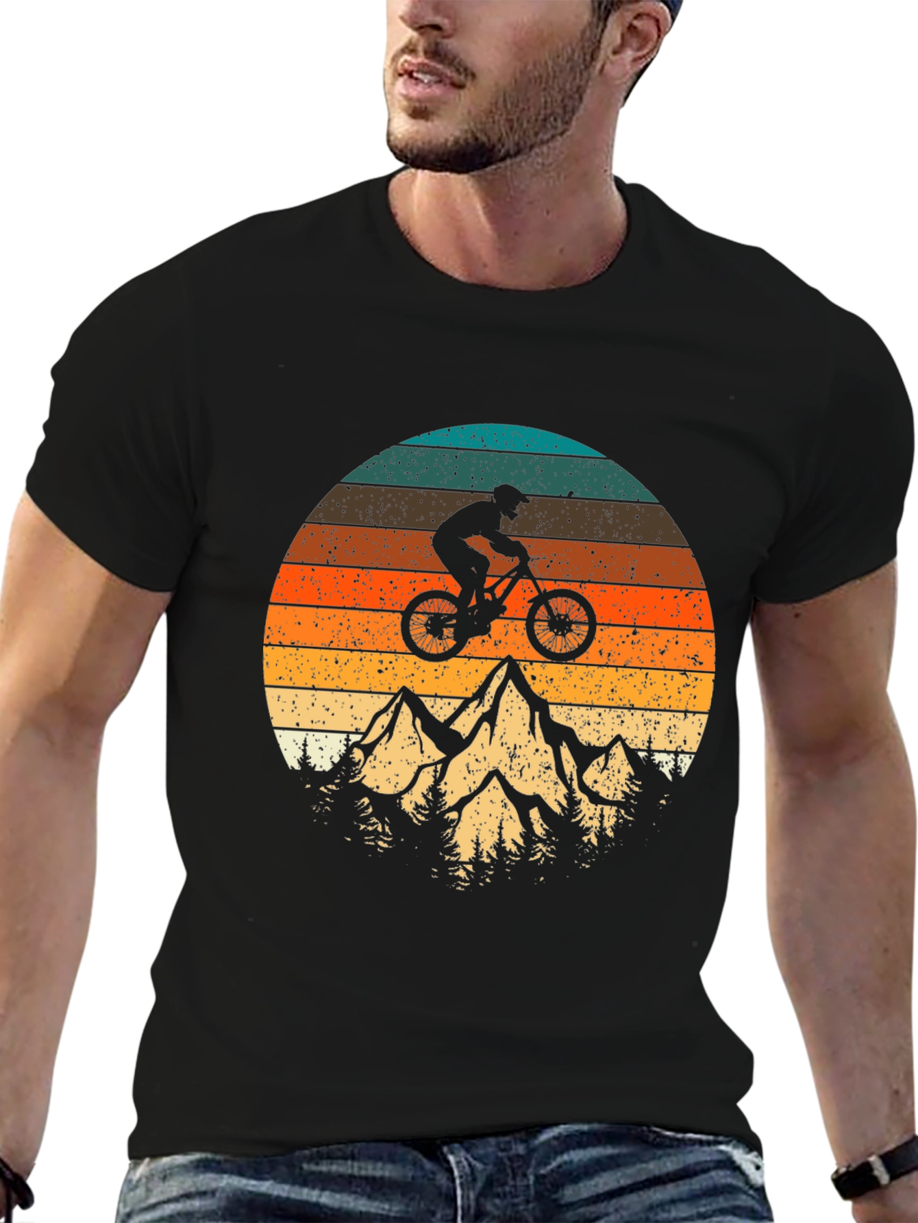 Mountain Biking Sunset Graphic Tee - Adventure Awaits!