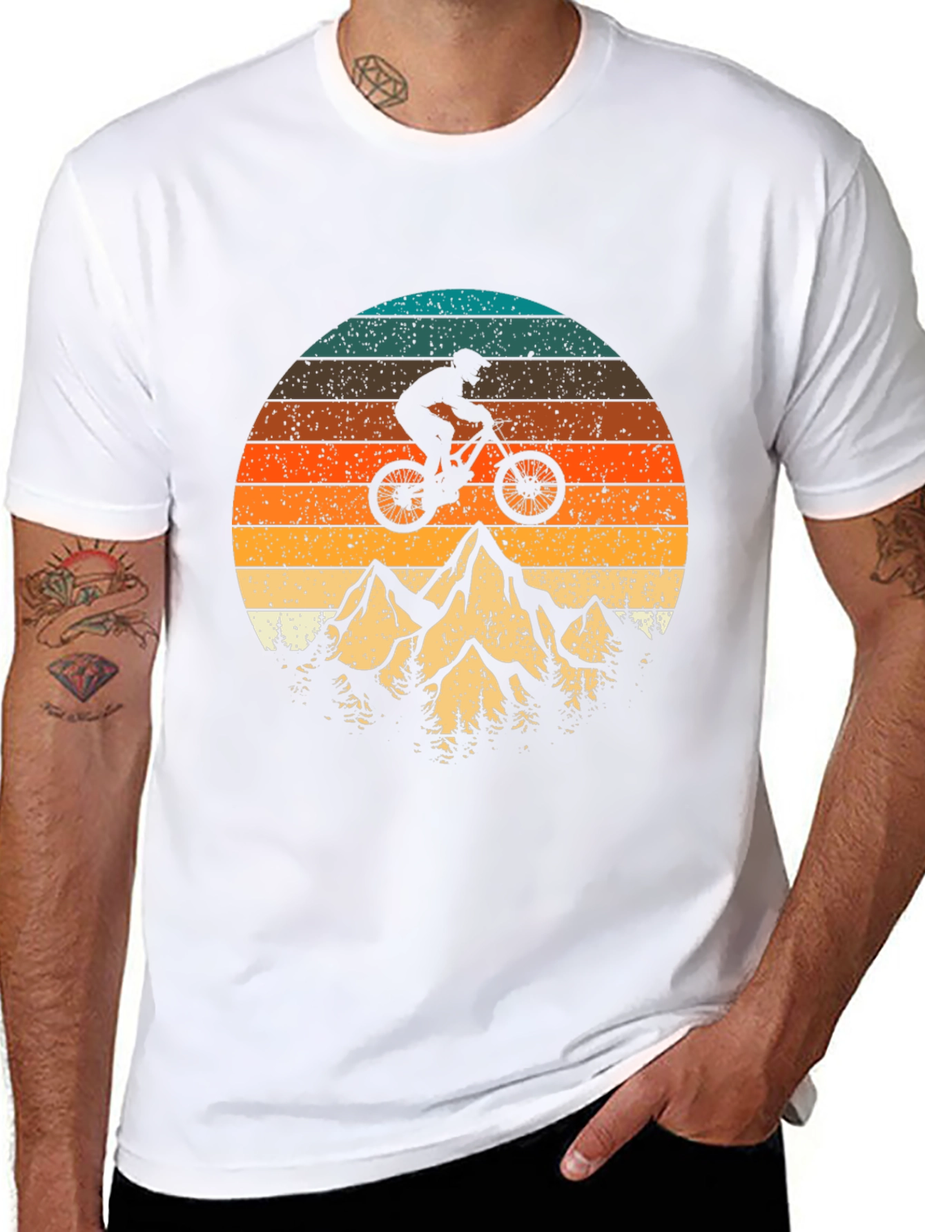 Mountain Biking Sunset Graphic Tee - Adventure Awaits!