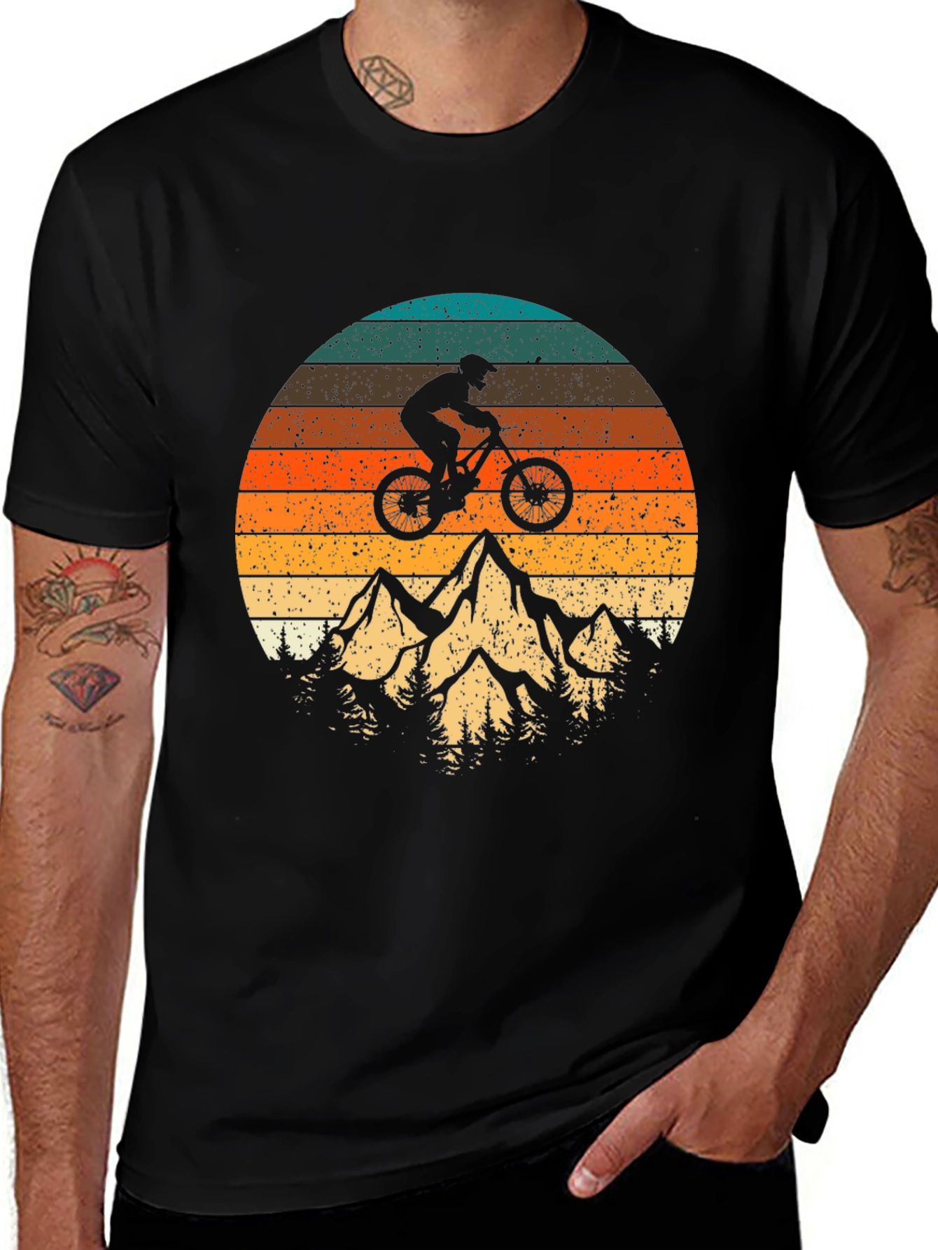 Mountain Biking Sunset Graphic Tee - Adventure Awaits!
