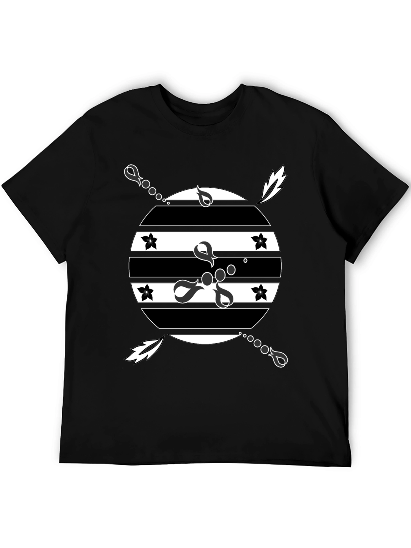 Mens Black Graphic T-Shirt - Retro Design