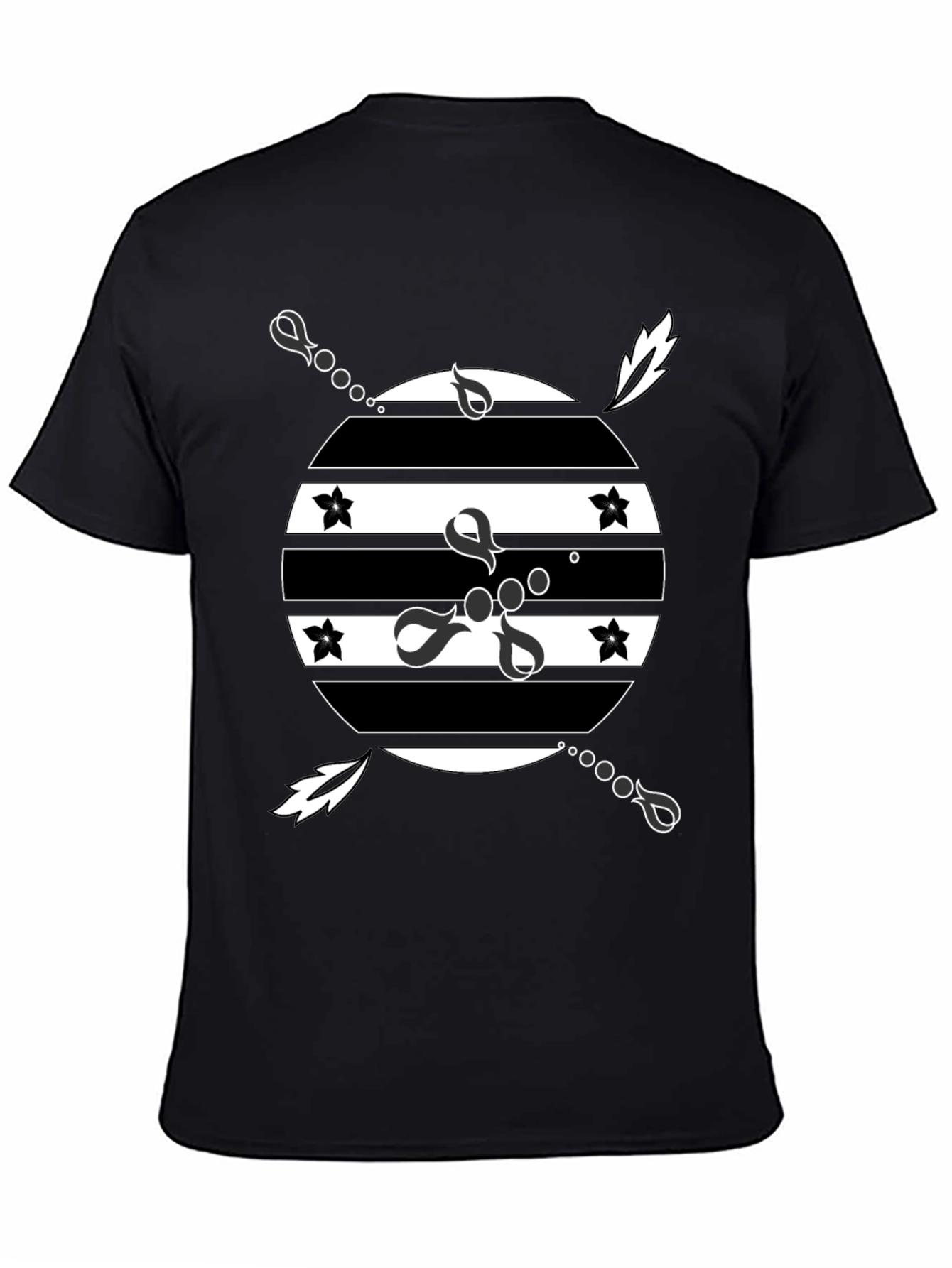 Mens Black Graphic T-Shirt - Retro Design