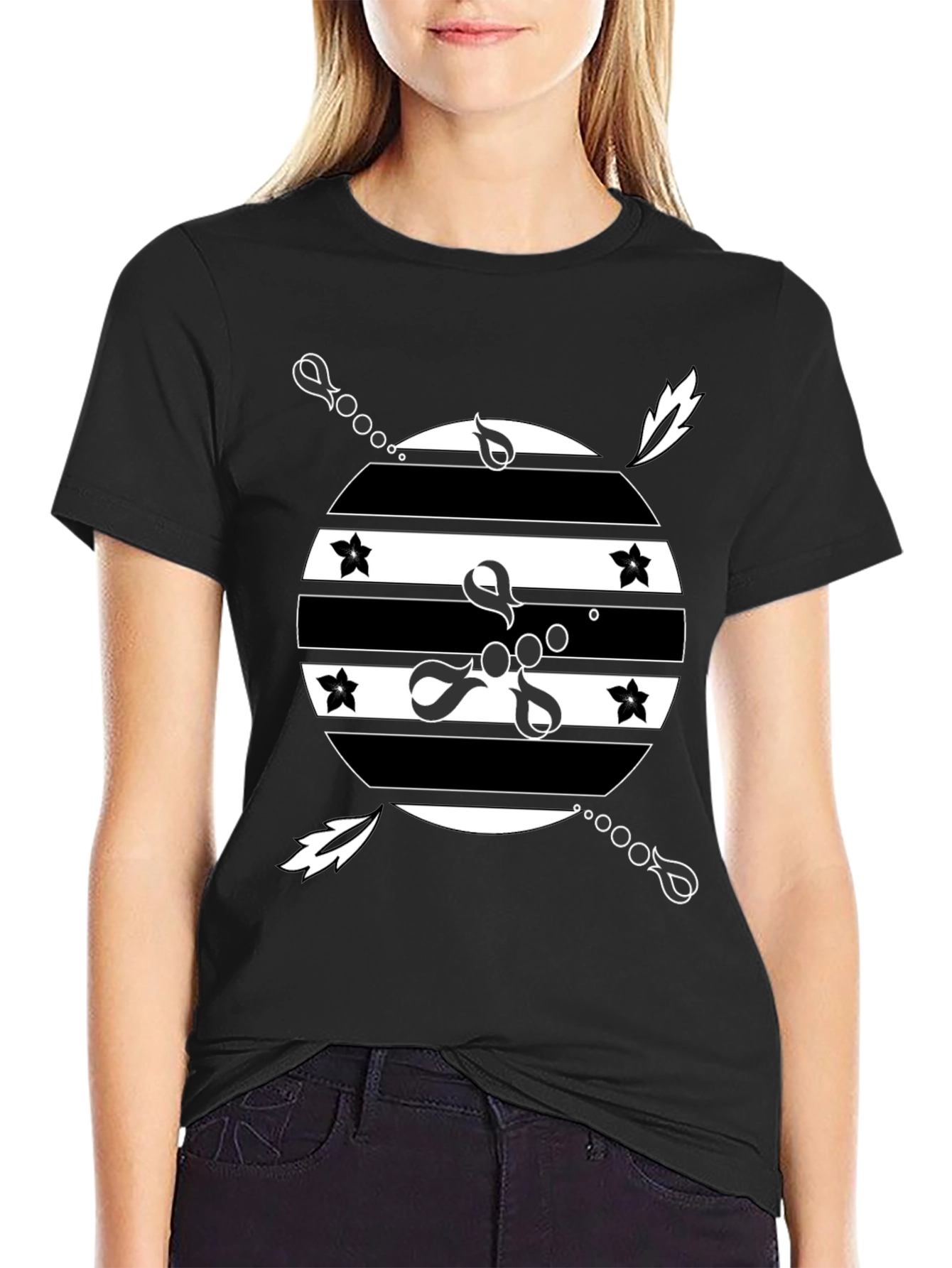 Mens Black Graphic T-Shirt - Retro Design
