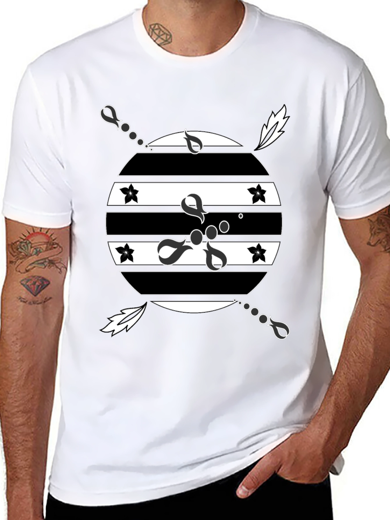 Mens Black Graphic T-Shirt - Retro Design