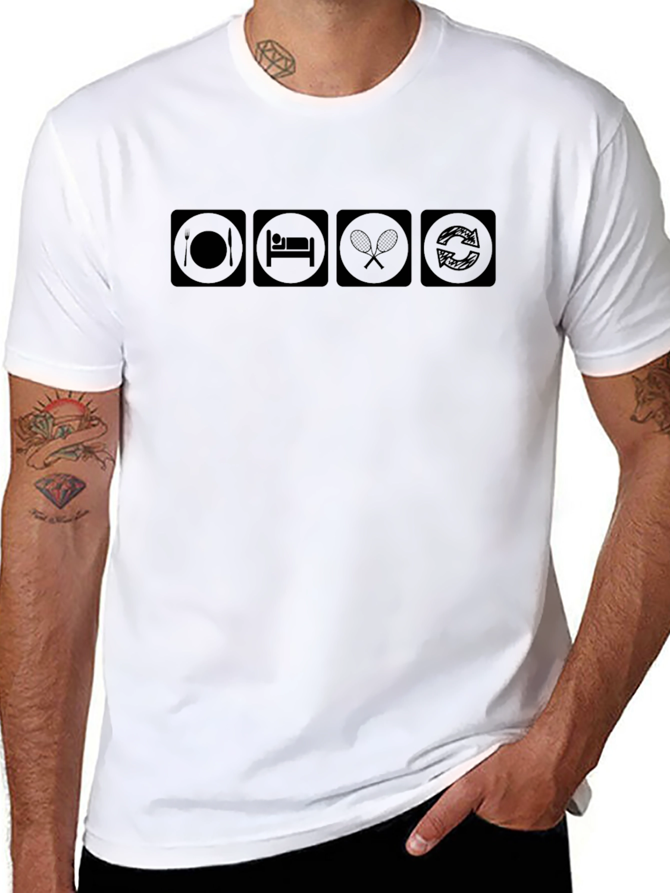Eat Sleep Tennis Repeat - Black Graphic Tee