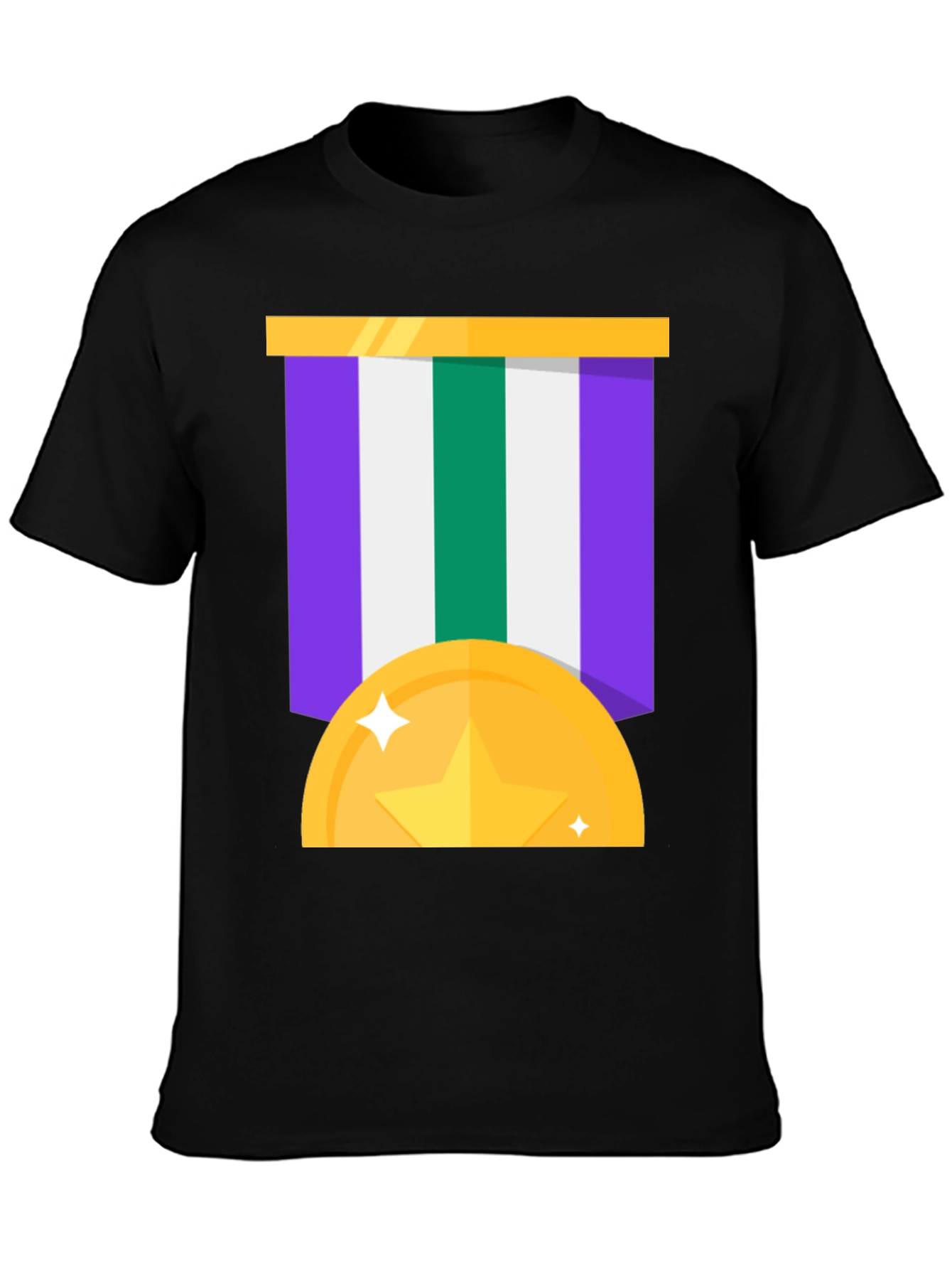 Award Medal Graphic Tee - Black Cotton Blend
