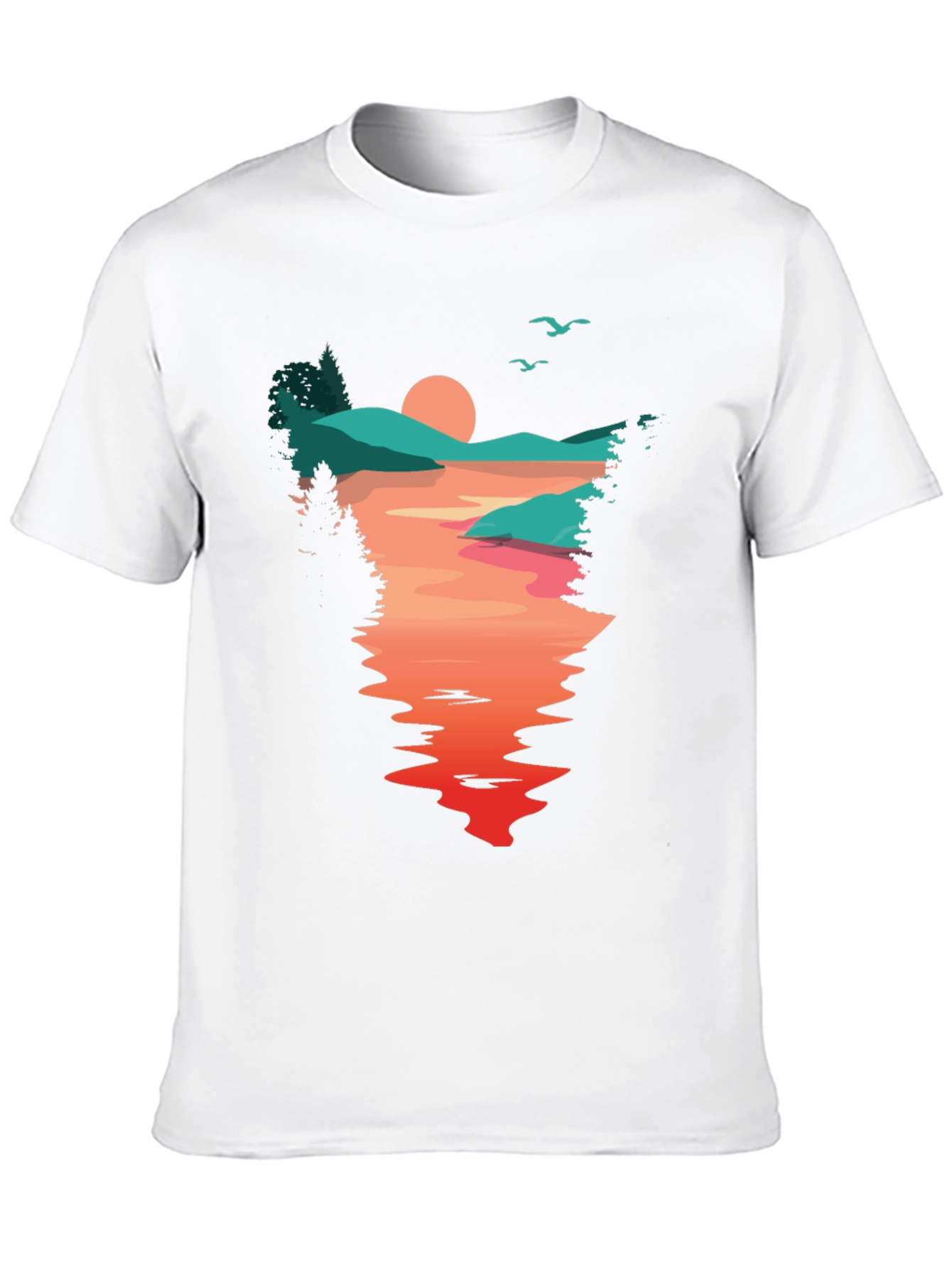 Sunset Lake Graphic Tee - Nature Lovers T-Shirt