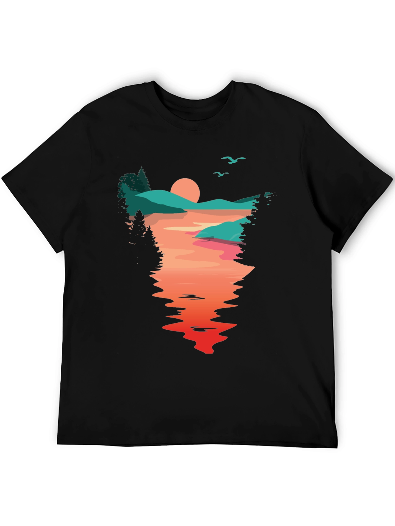 Sunset Lake Graphic Tee - Nature Lovers T-Shirt