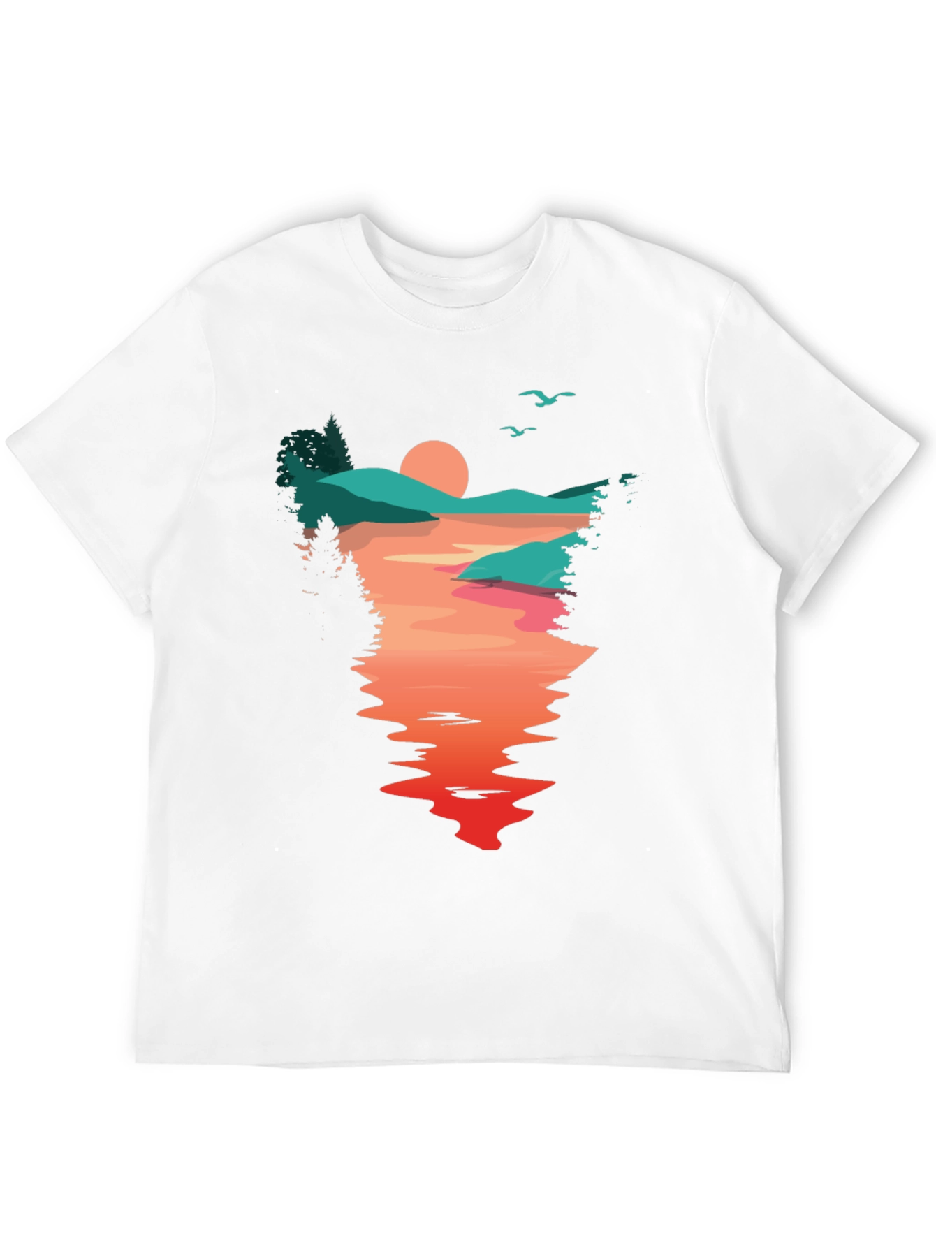 Sunset Lake Graphic Tee - Nature Lovers T-Shirt