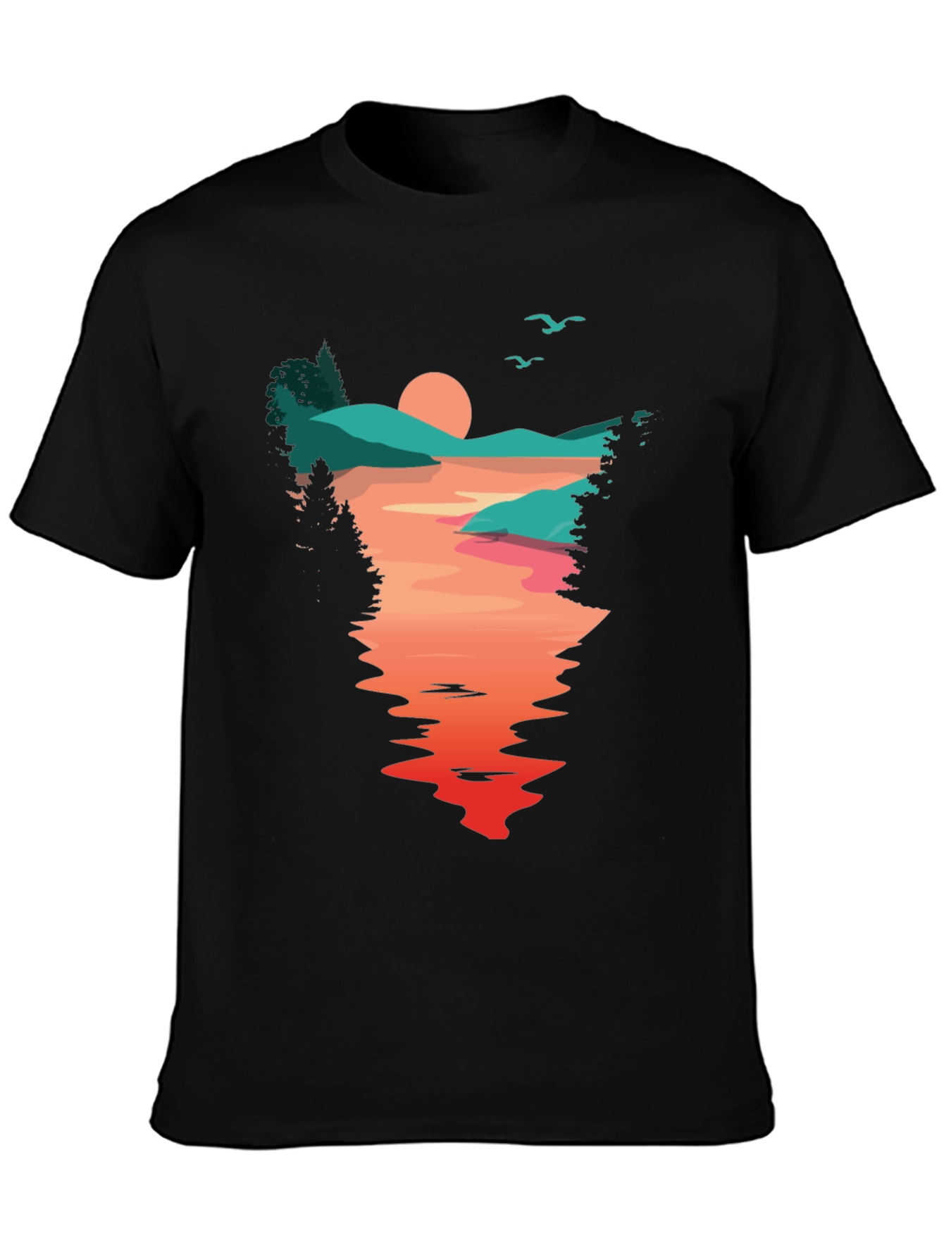 Sunset Lake Graphic Tee - Nature Lovers T-Shirt