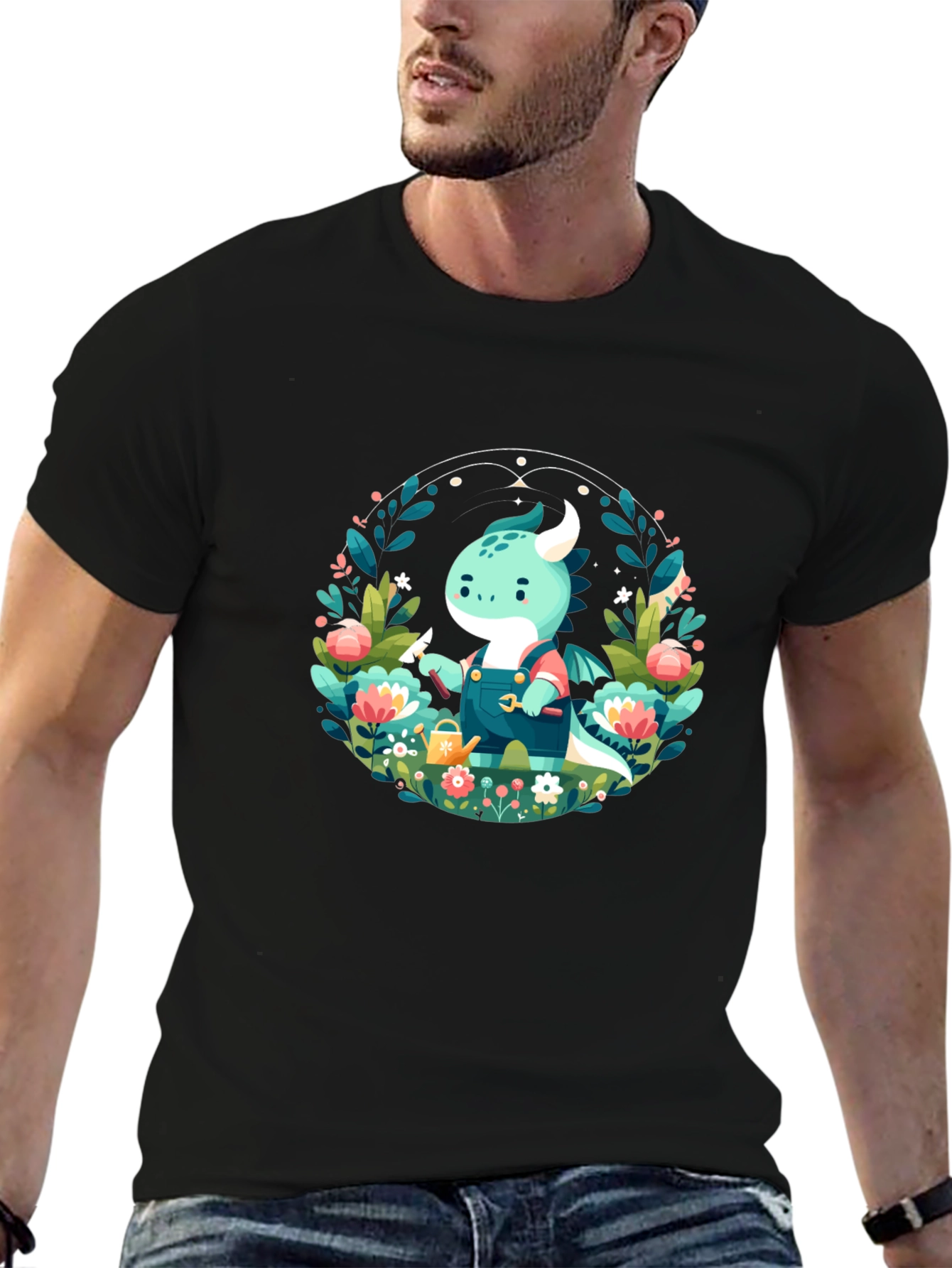 Gardener Dragon Graphic Tee - Black Unisex T-Shirt