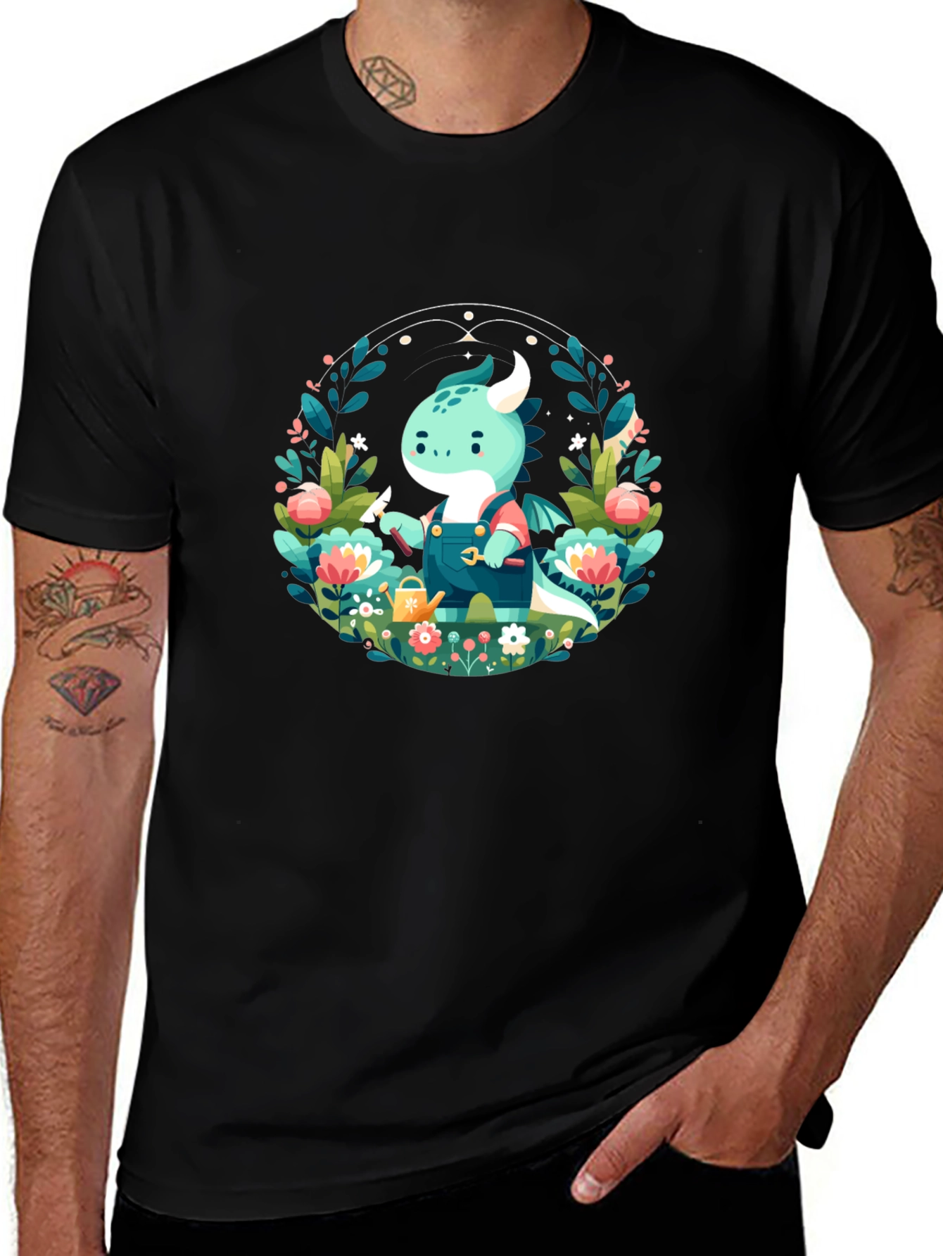 Gardener Dragon Graphic Tee - Black Unisex T-Shirt