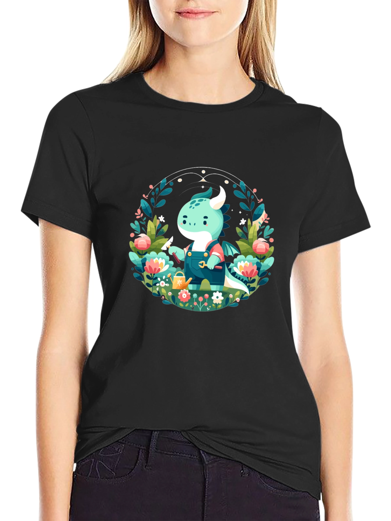 Gardener Dragon Graphic Tee - Black Unisex T-Shirt