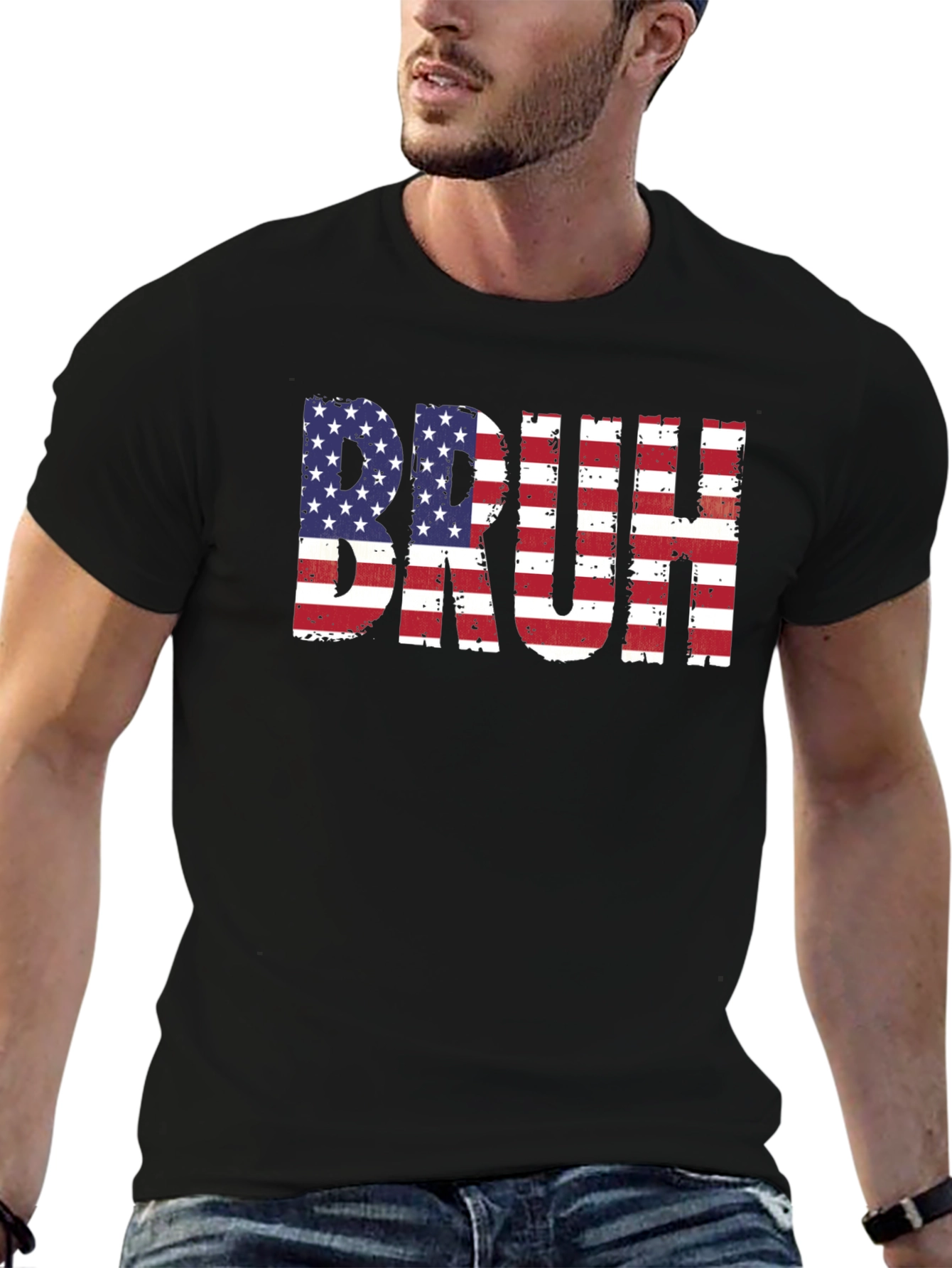 Bruh American Flag Graphic T-Shirt
