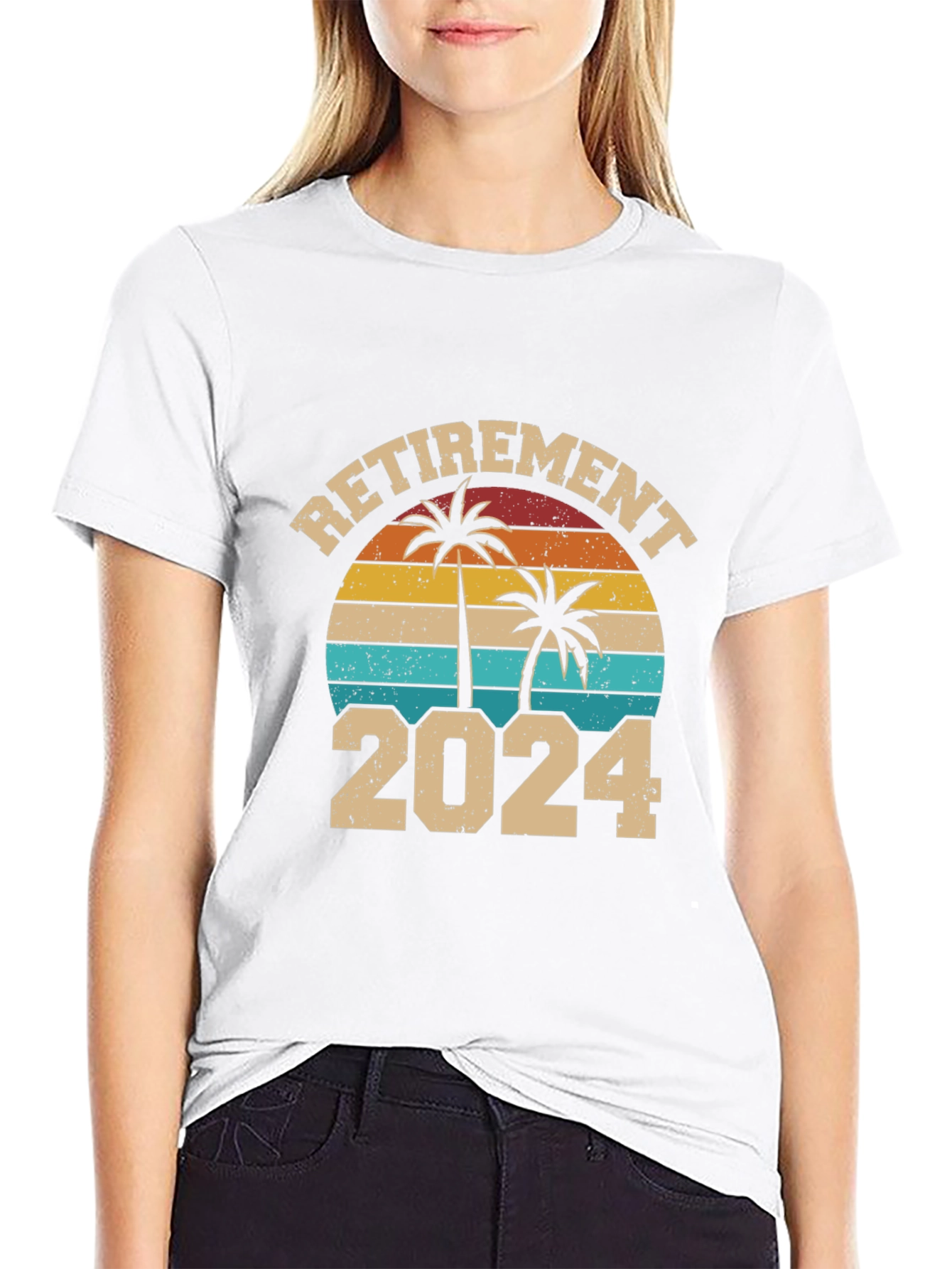 Retirement 2024 T-Shirt Palm Tree Sunset Design