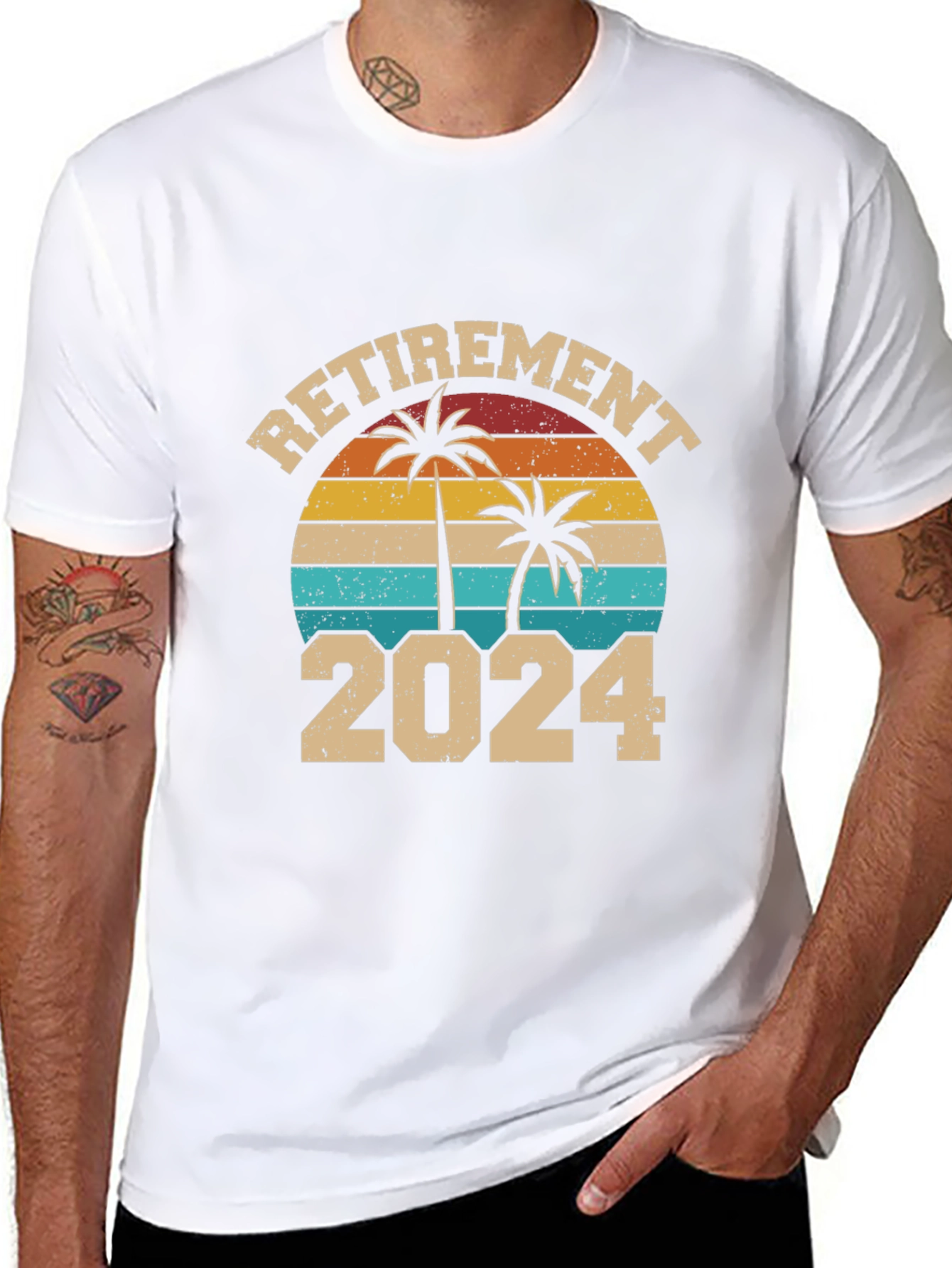 Retirement 2024 T-Shirt Palm Tree Sunset Design