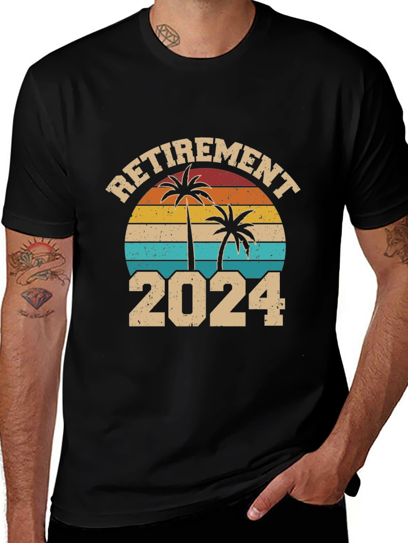 Retirement 2024 T-Shirt Palm Tree Sunset Design