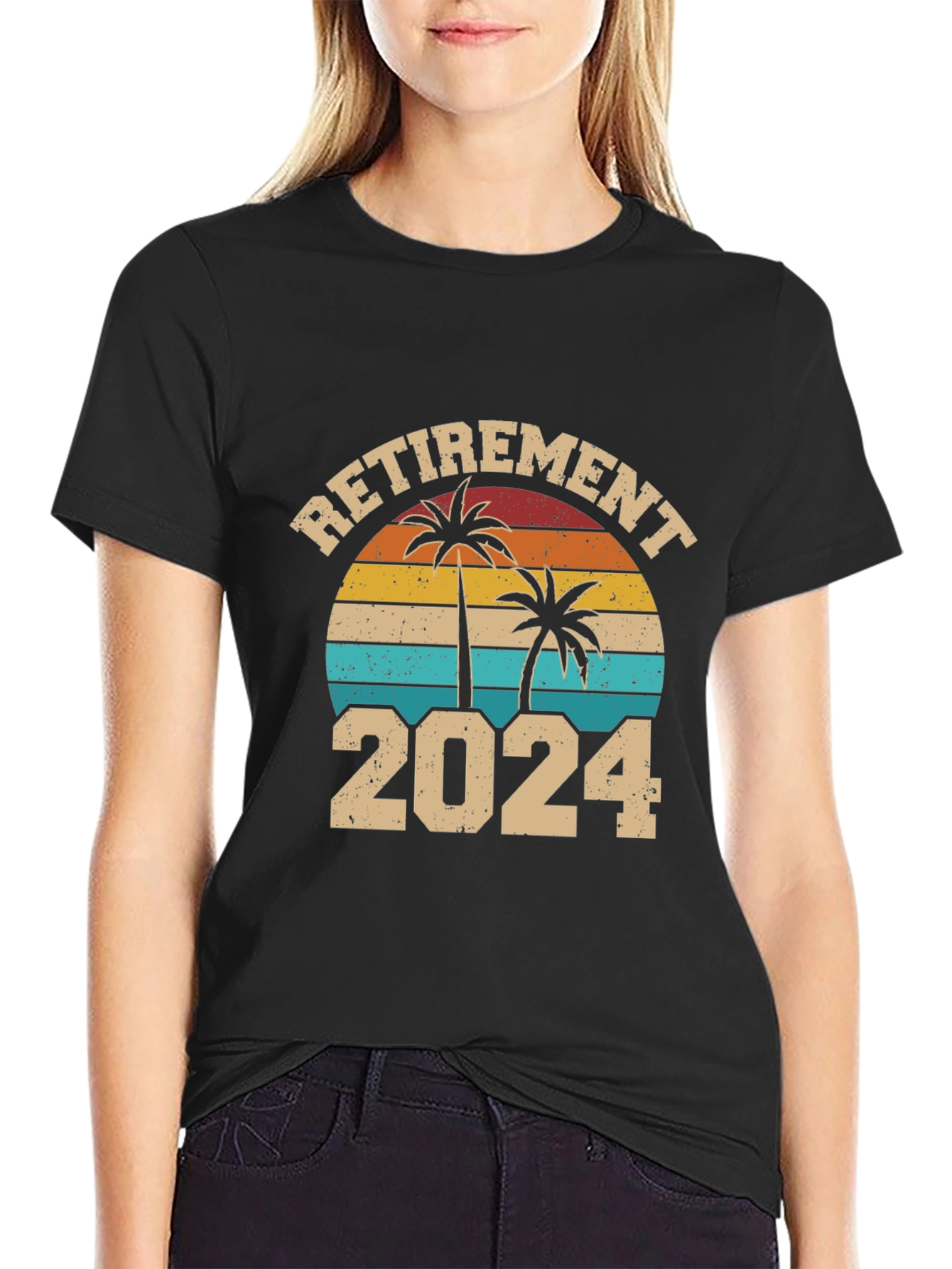 Retirement 2024 T-Shirt Palm Tree Sunset Design