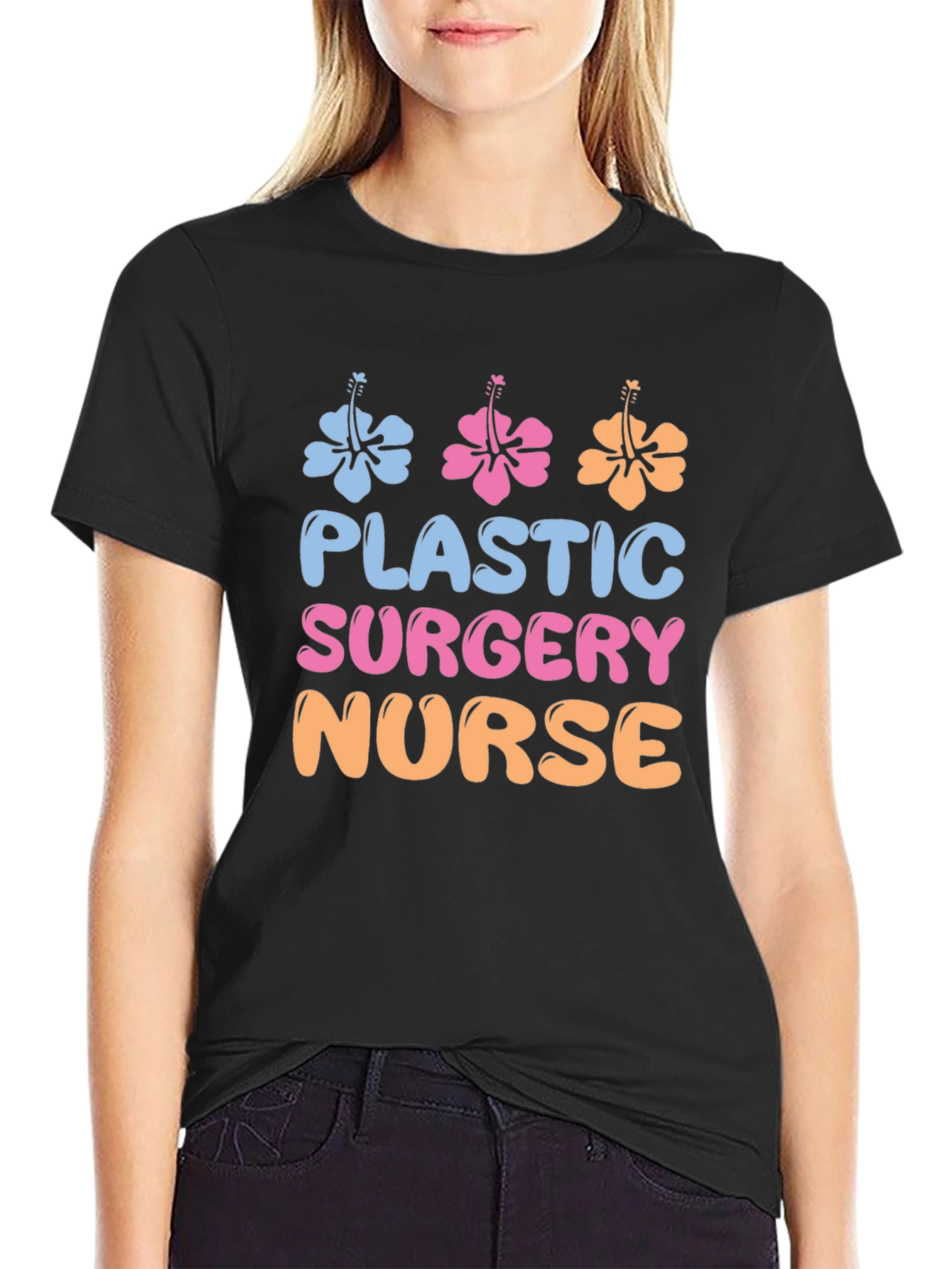 Plastic Surgery Nurse T-Shirt - Floral Design