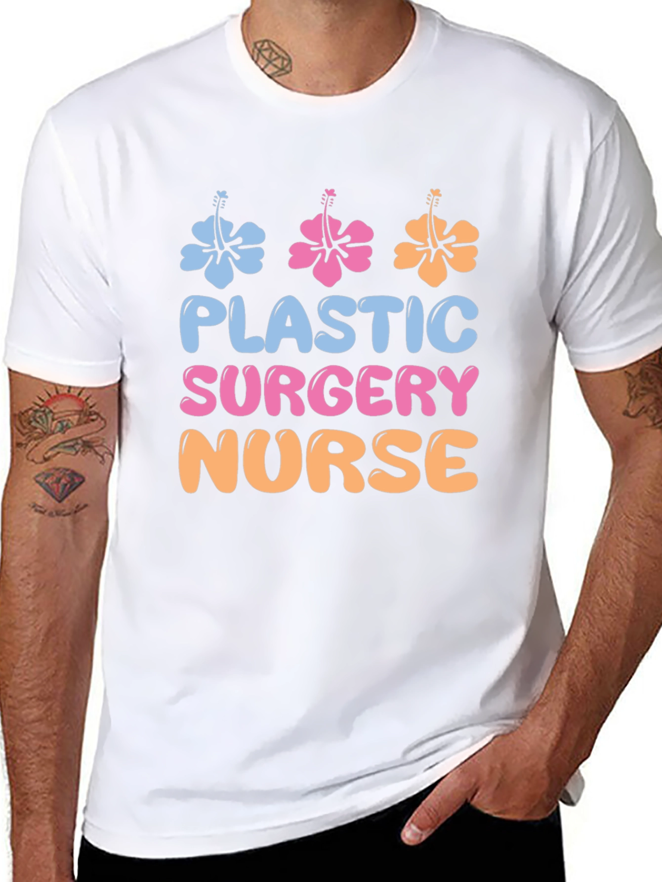 Plastic Surgery Nurse T-Shirt - Floral Design