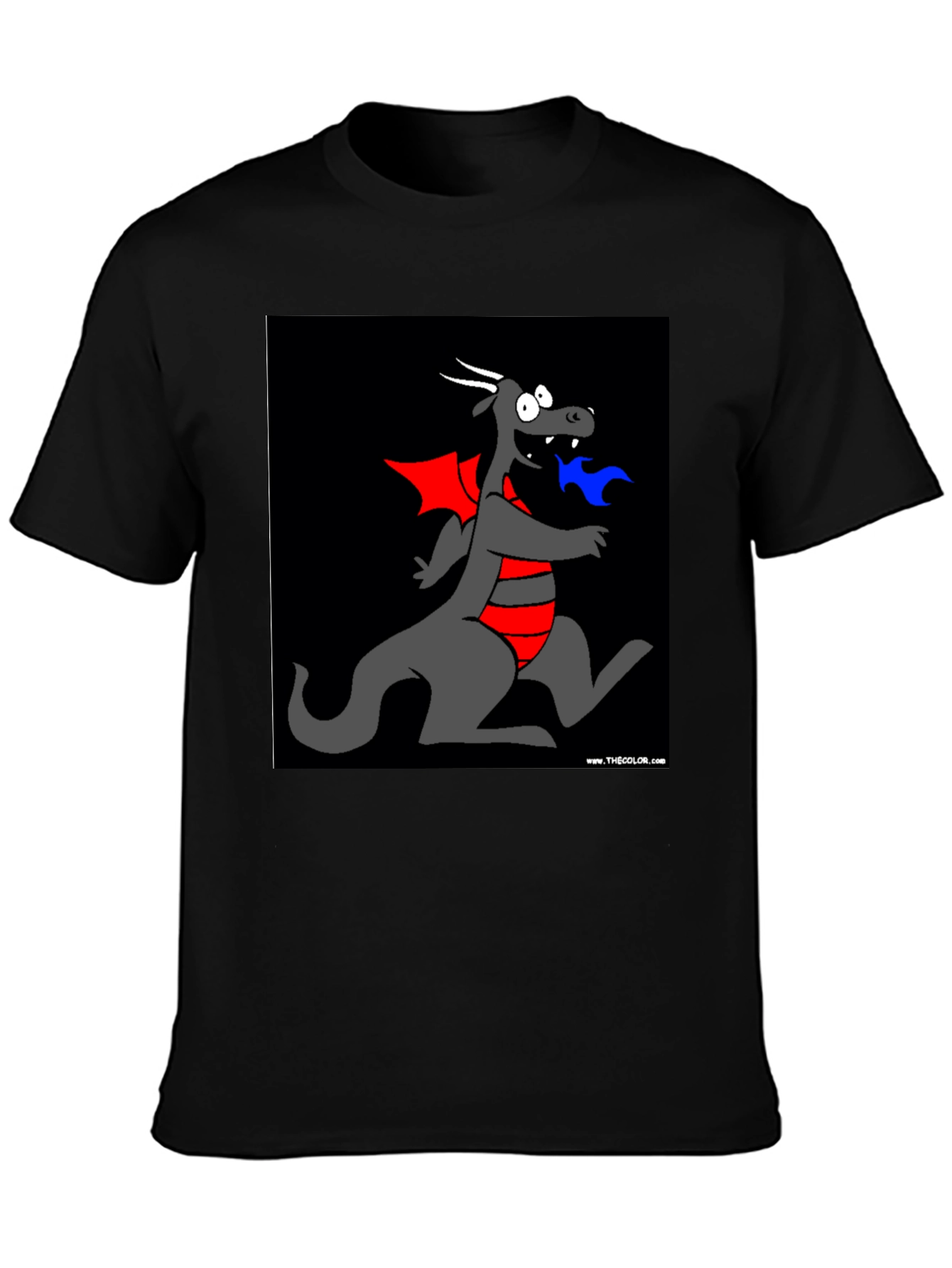 Cartoon Dragon Graphic Tee - Black T-Shirt