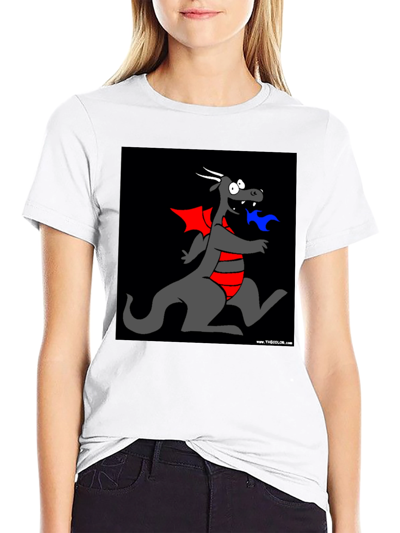 Cartoon Dragon Graphic Tee - Black T-Shirt