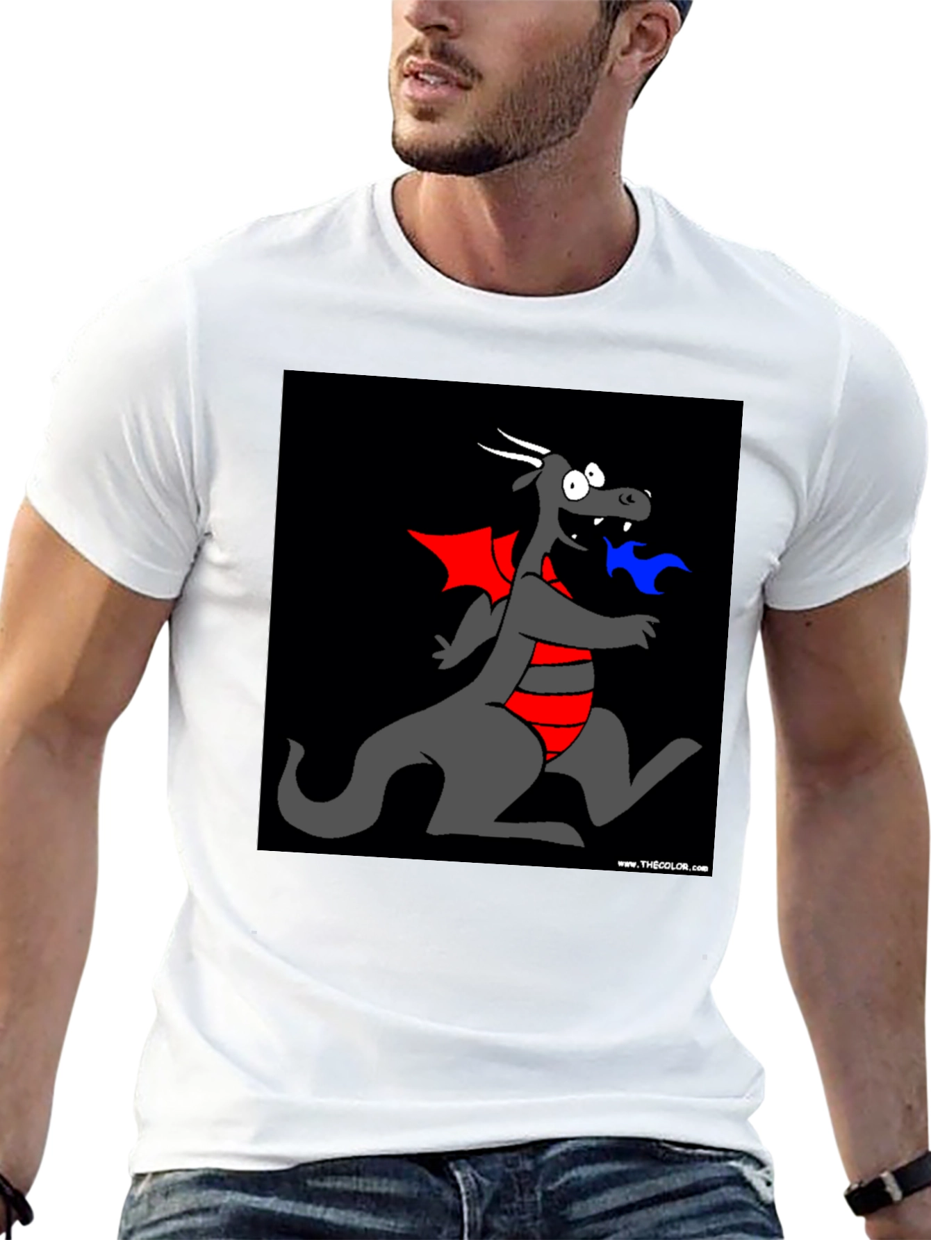 Cartoon Dragon Graphic Tee - Black T-Shirt