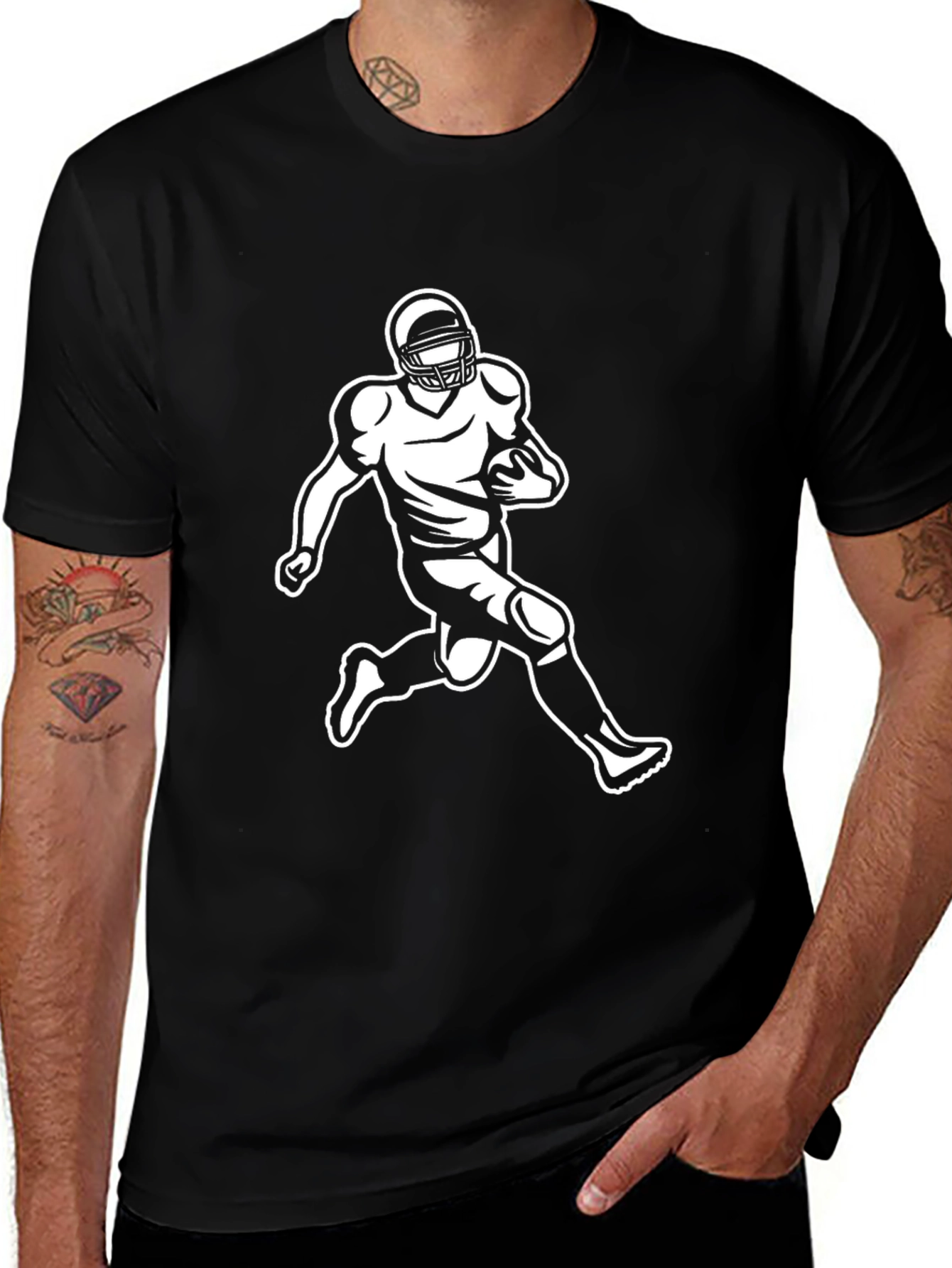 Football Player Graphic Tee - Black Casual Shirt