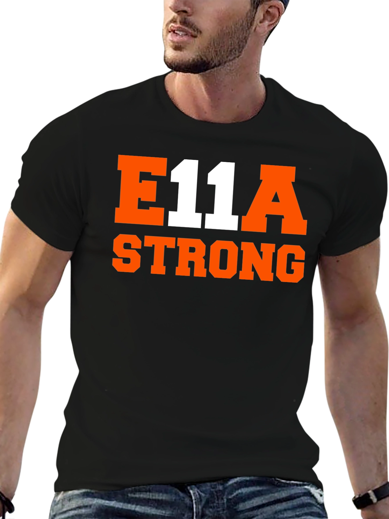 E11A Strong Graphic T-Shirt - Black Cotton Tee