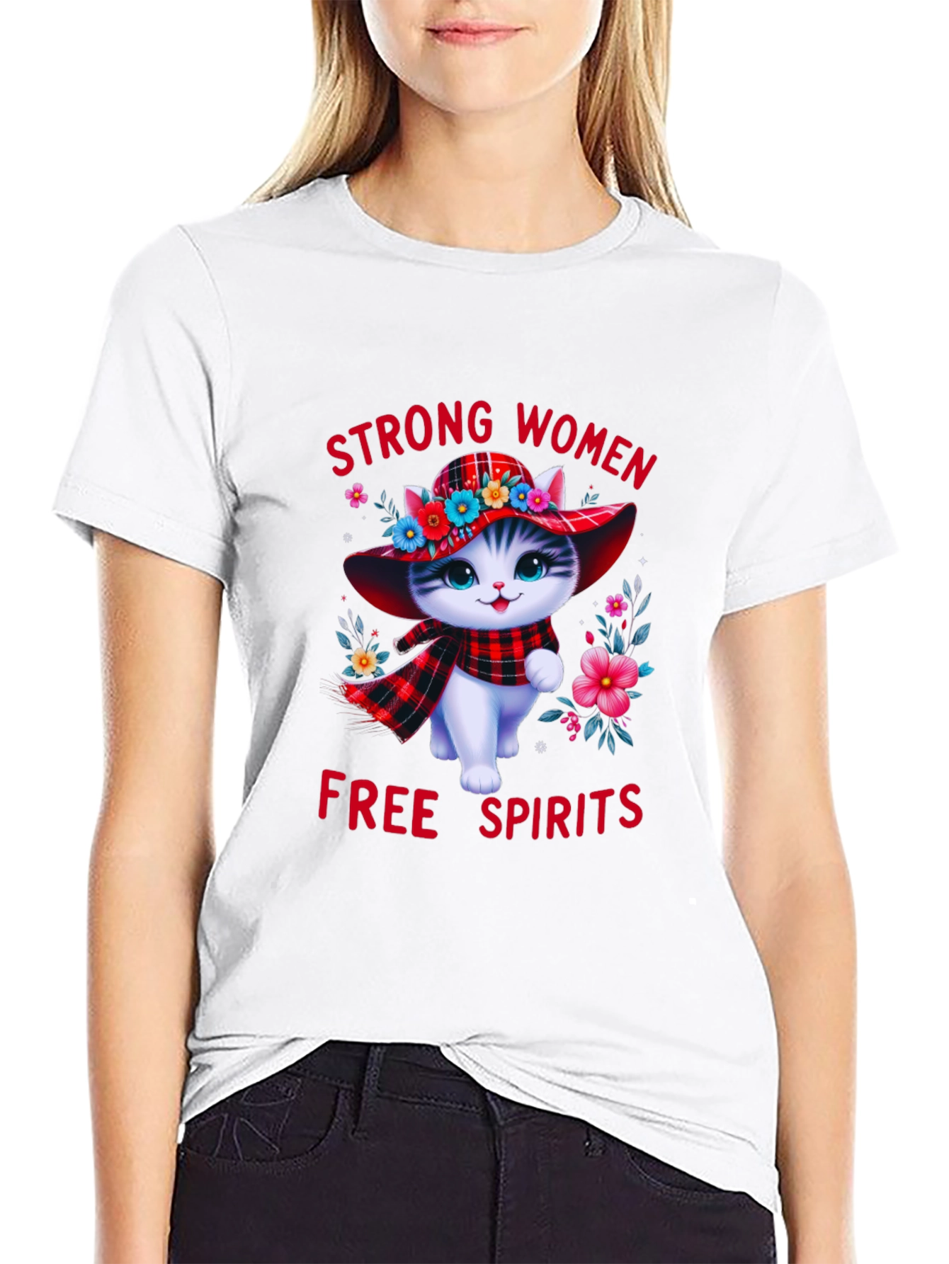 Strong Women Free Spirits Cat T-Shirt