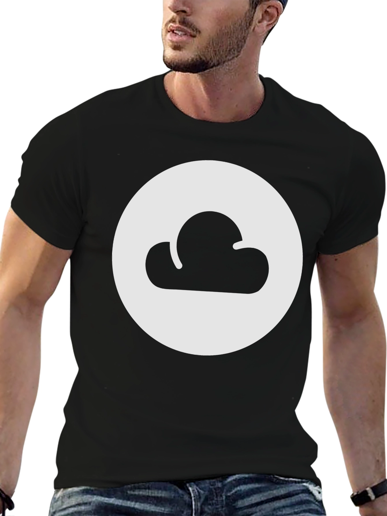 Cloud Graphic Tee - Black Cotton Casual Shirt