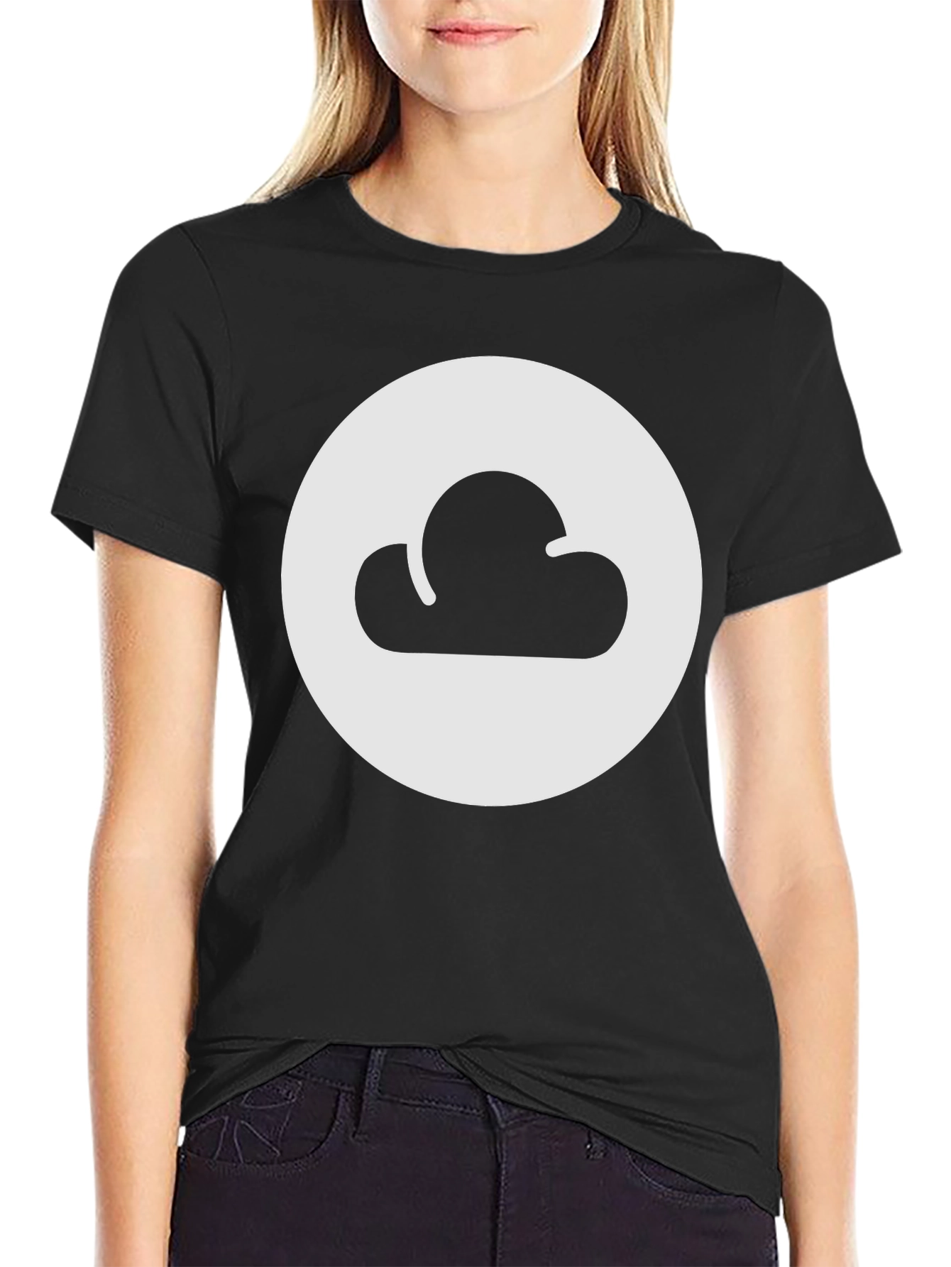 Cloud Graphic Tee - Black Cotton Casual Shirt