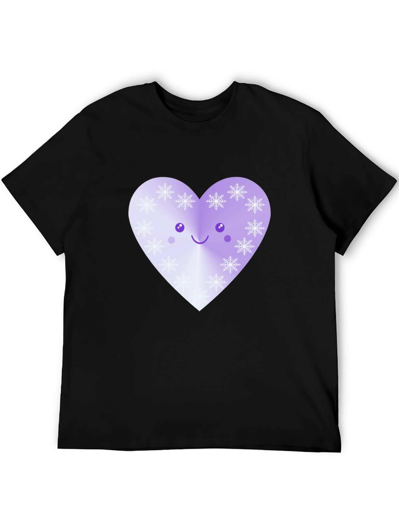 Cute Snowflake Heart T-Shirt - Black
