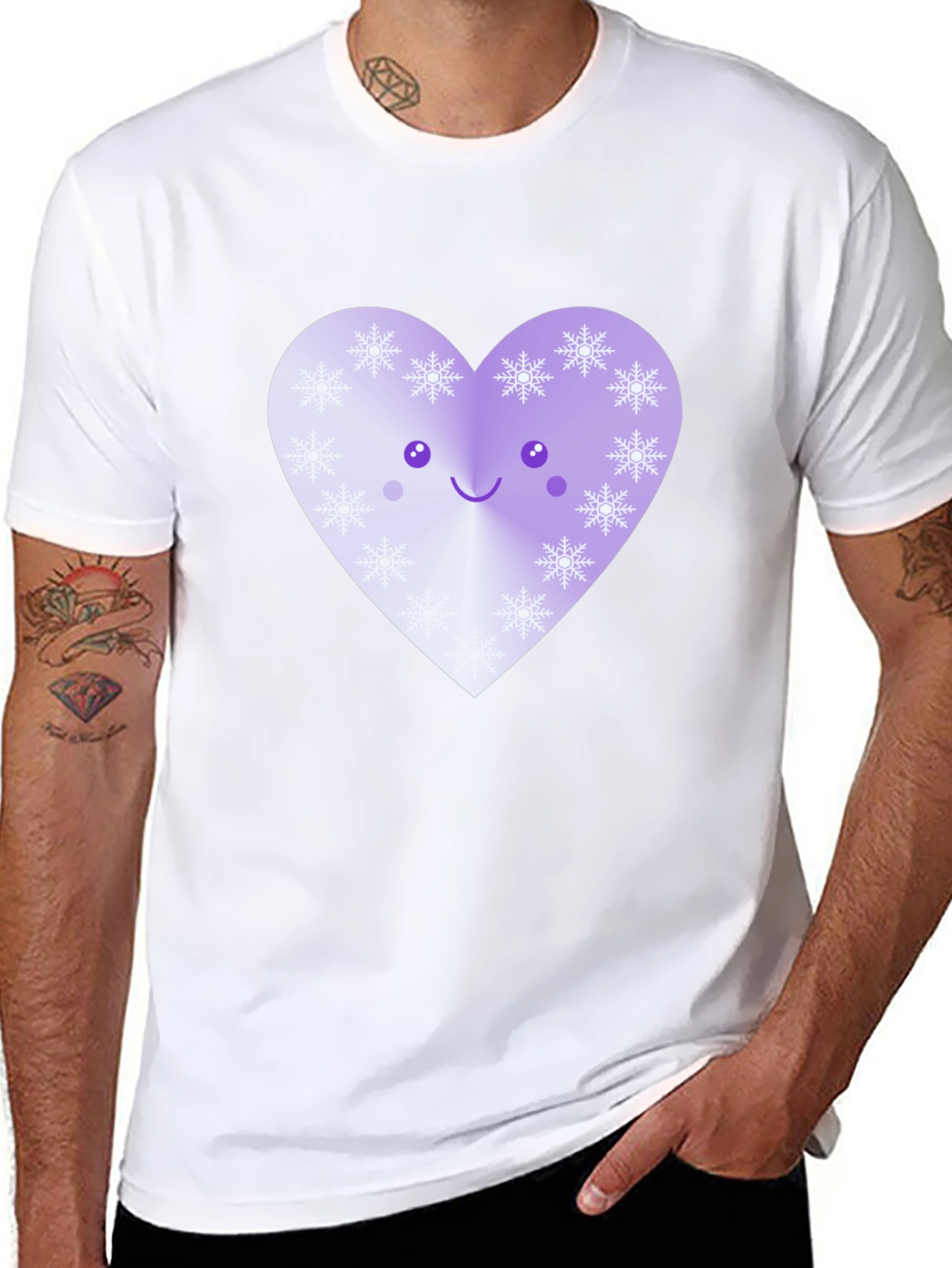 Cute Snowflake Heart T-Shirt - Black
