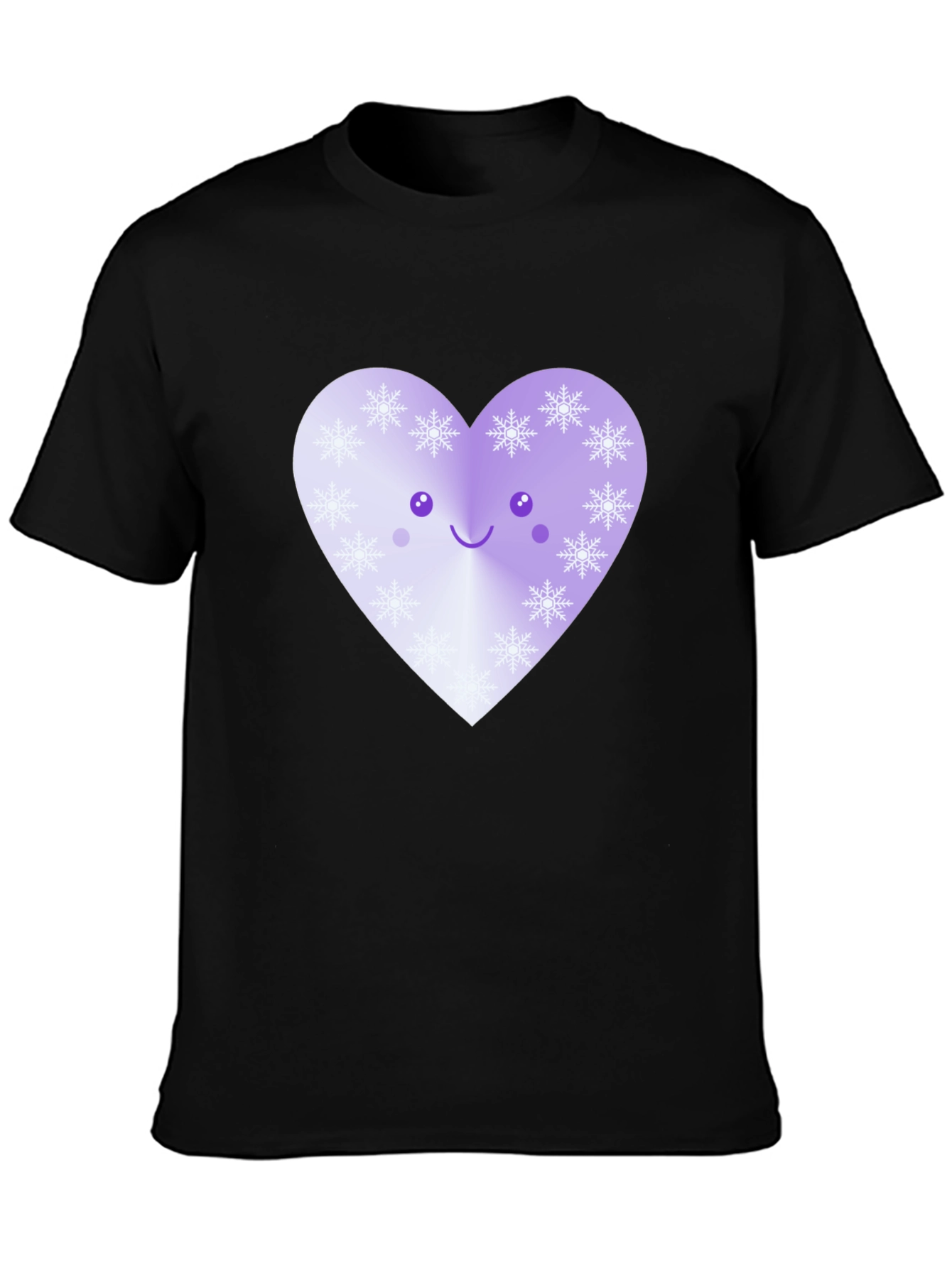 Cute Snowflake Heart T-Shirt - Black