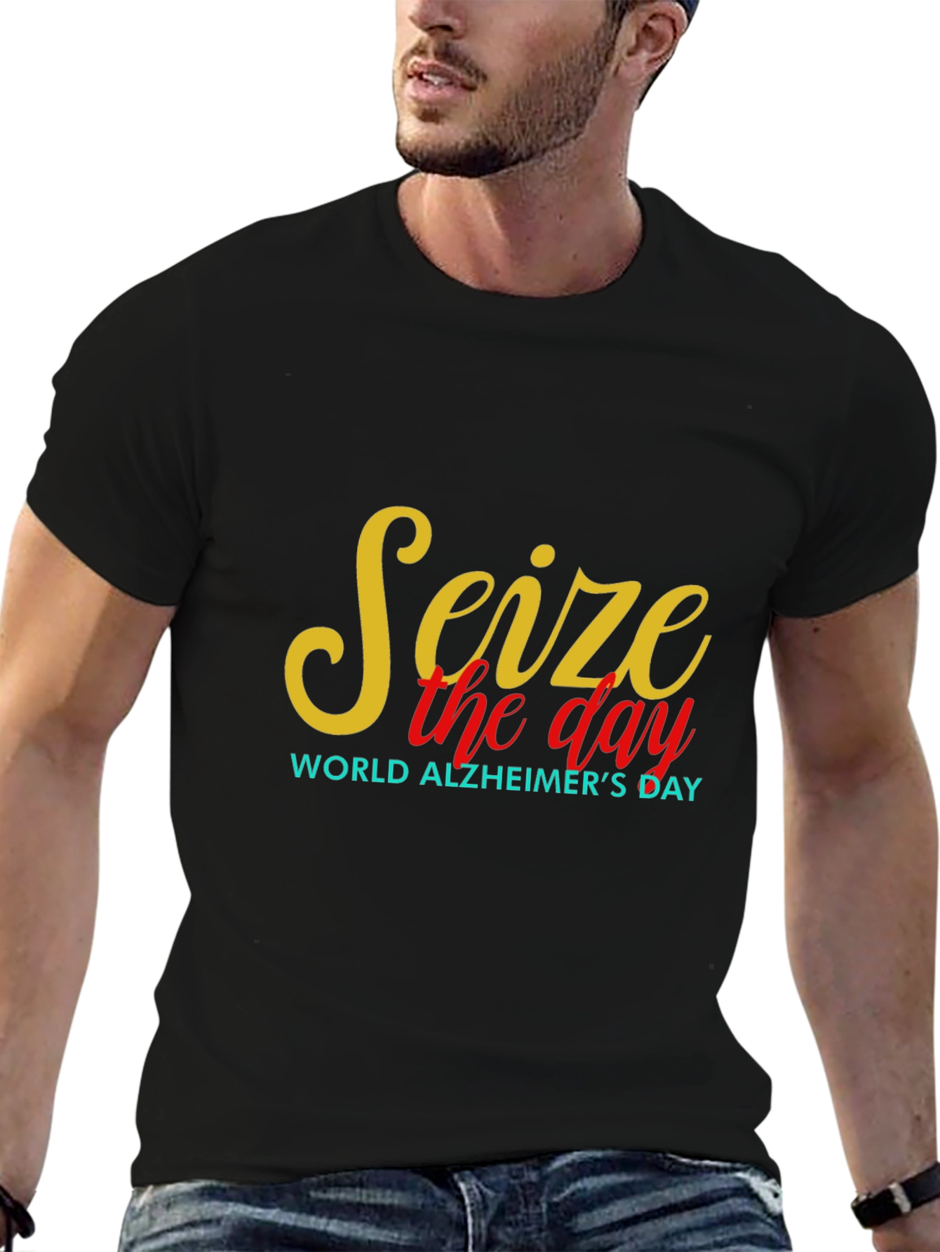 Seize the Day Alzheimers Awareness Black Tee