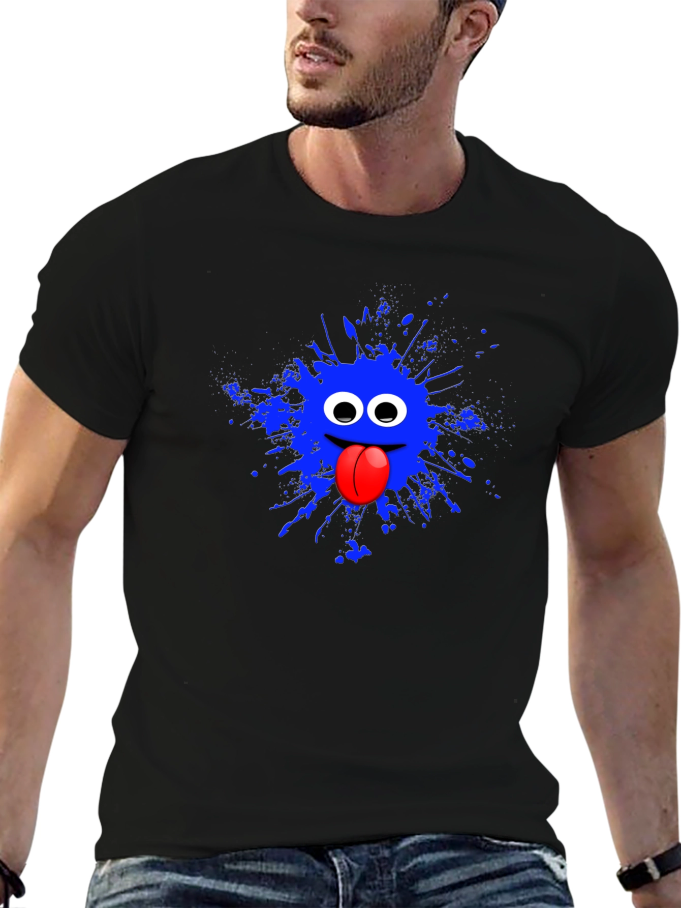 Funky Blue Monster Graphic T-Shirt - Quirky Fashion