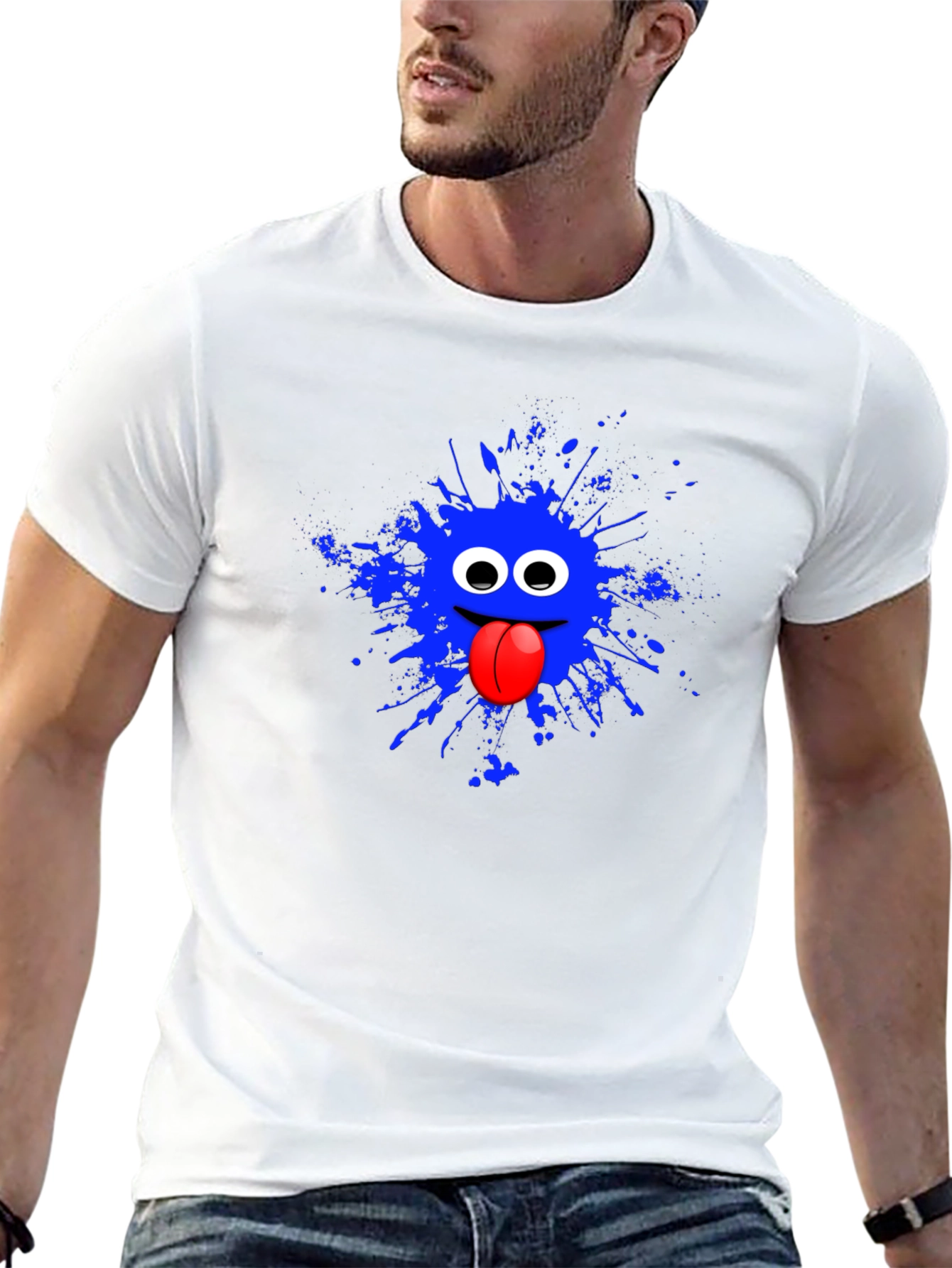 Funky Blue Monster Graphic T-Shirt - Quirky Fashion