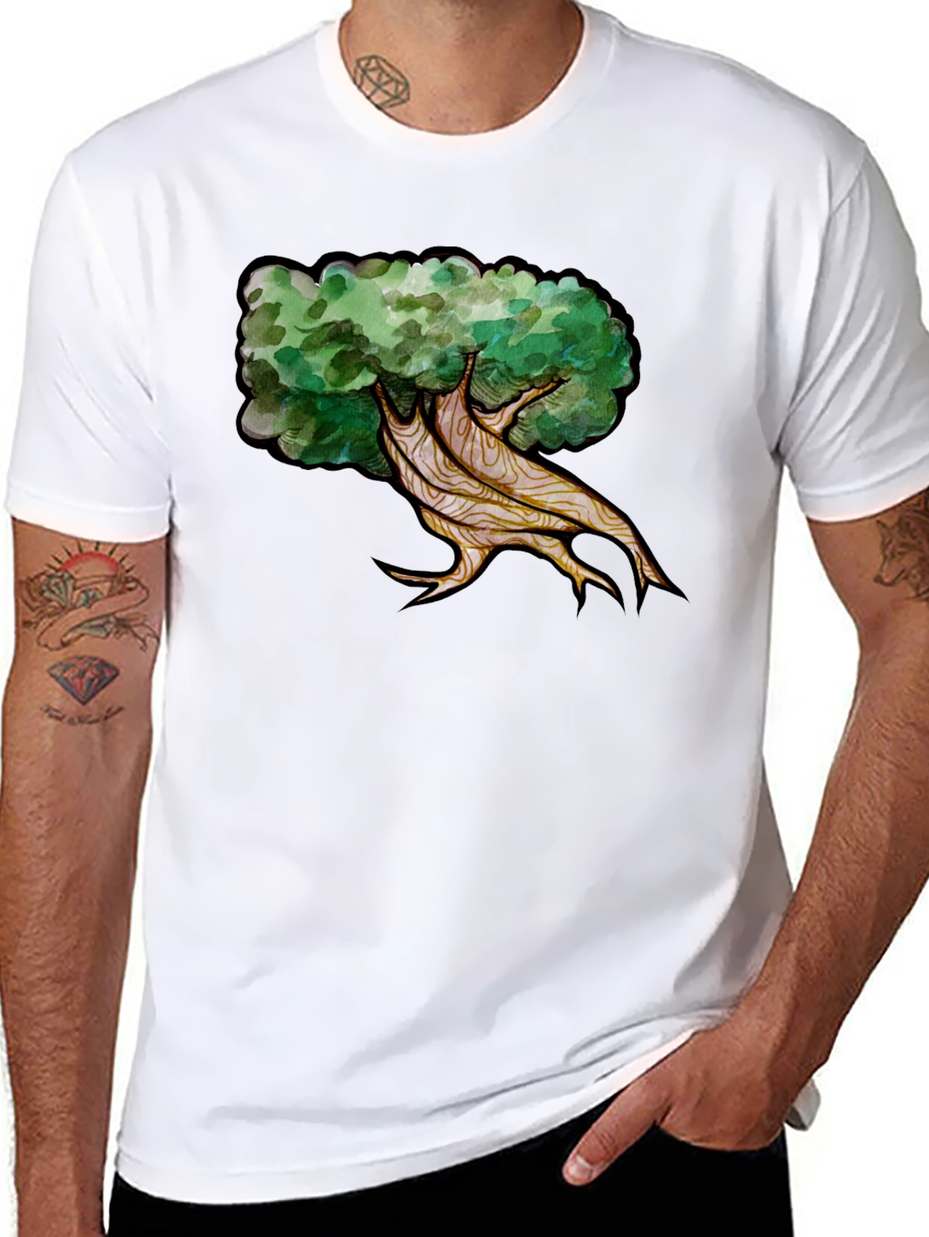 Nature Tree Graphic Black T-Shirt