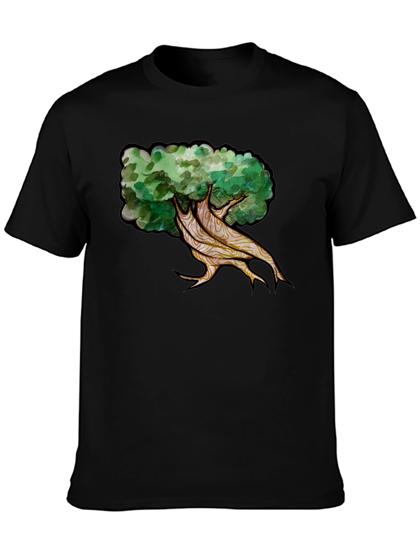 Nature Tree Graphic Black T-Shirt