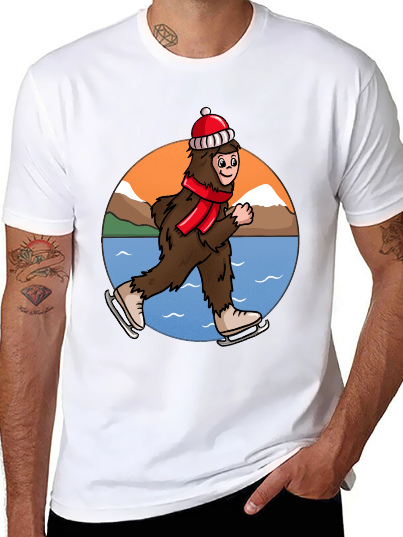 Sasquatch Ice Skating Holiday T-Shirt