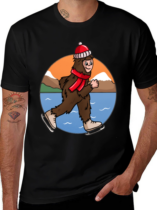 Sasquatch Ice Skating Holiday T-Shirt