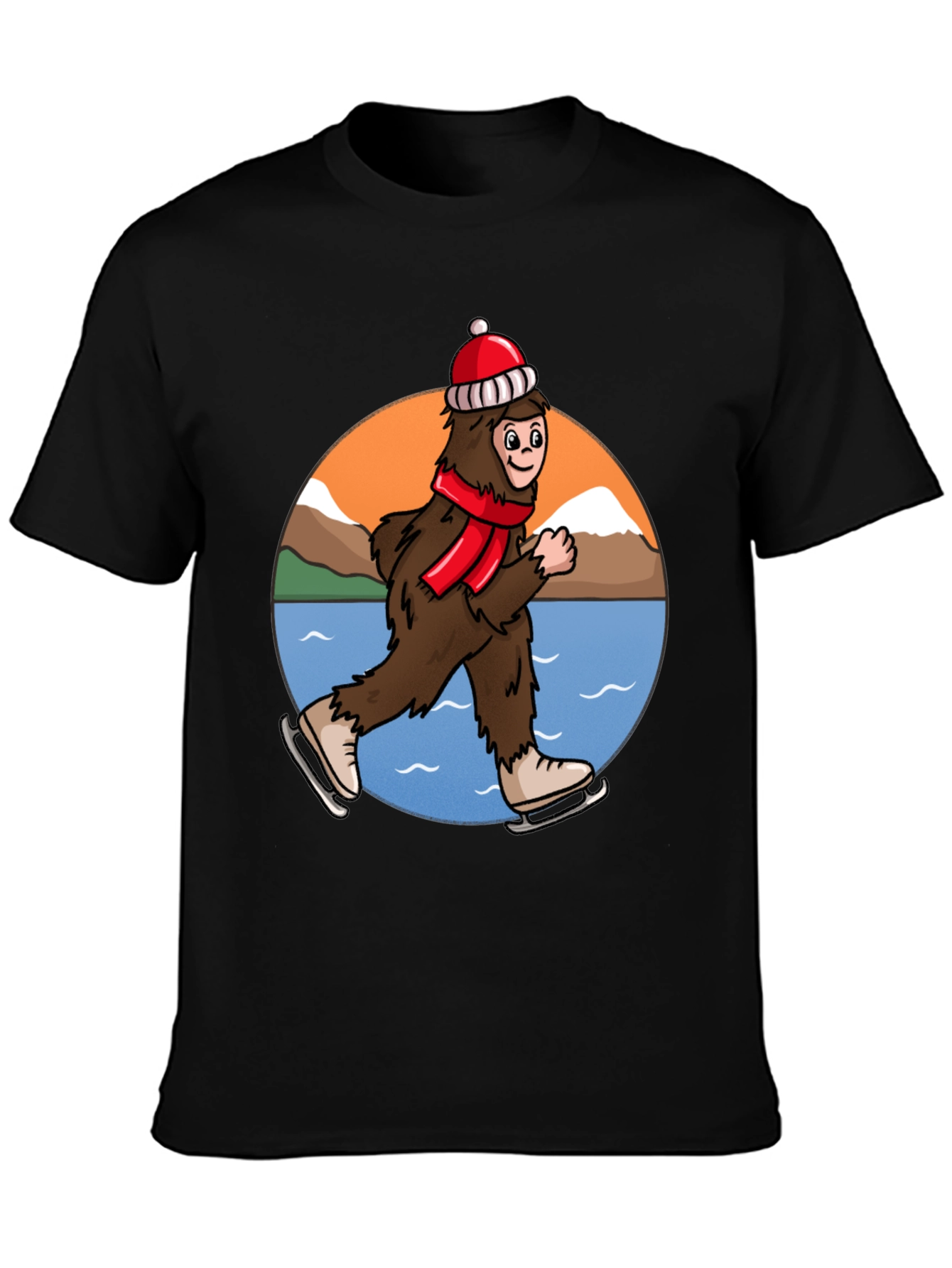 Sasquatch Ice Skating Holiday T-Shirt