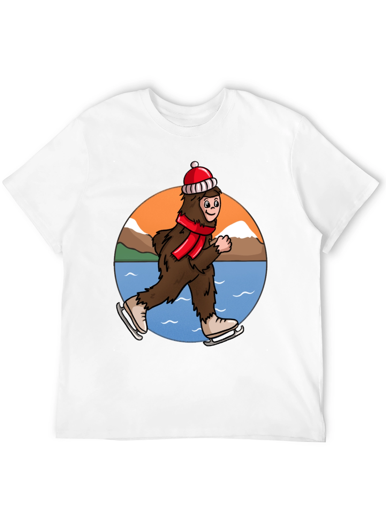 Sasquatch Ice Skating Holiday T-Shirt