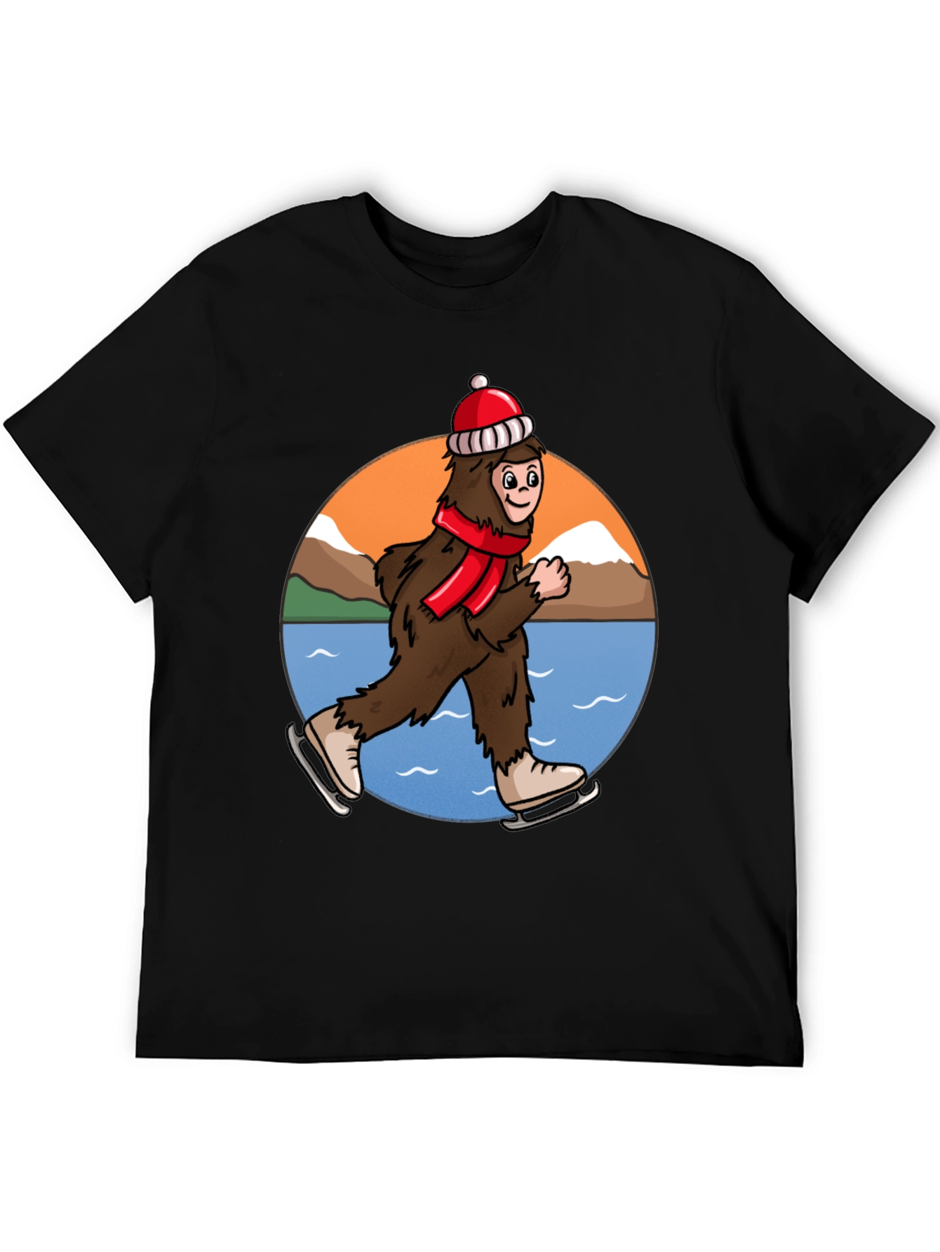 Sasquatch Ice Skating Holiday T-Shirt