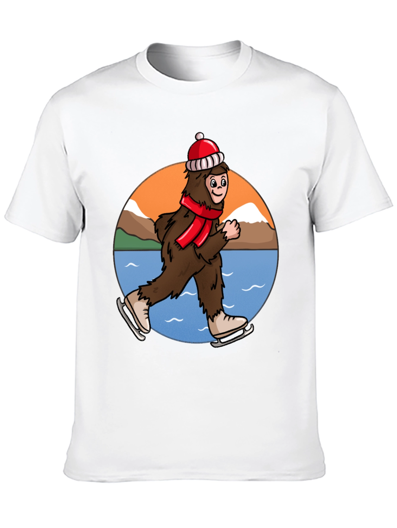 Sasquatch Ice Skating Holiday T-Shirt