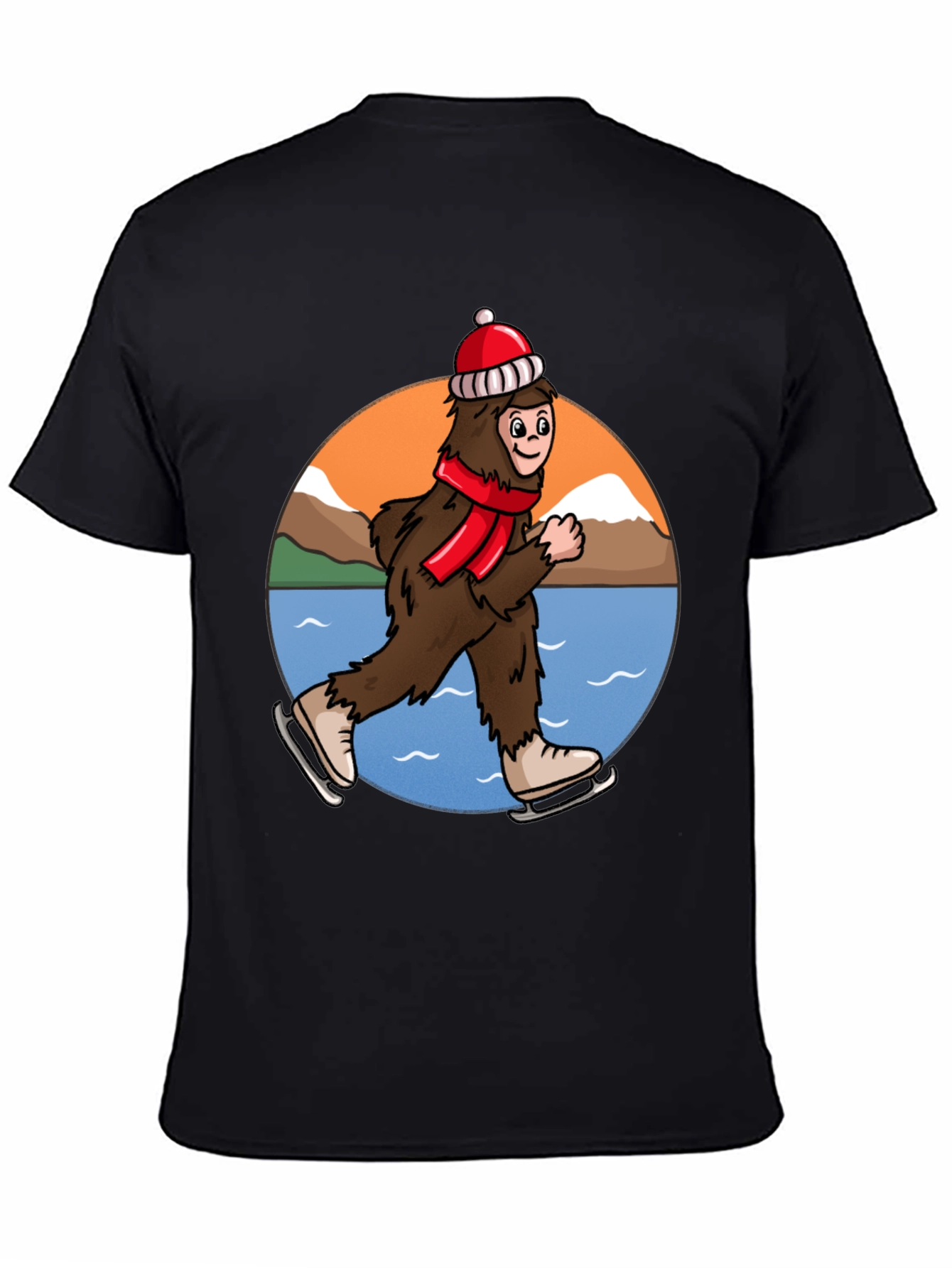 Sasquatch Ice Skating Holiday T-Shirt