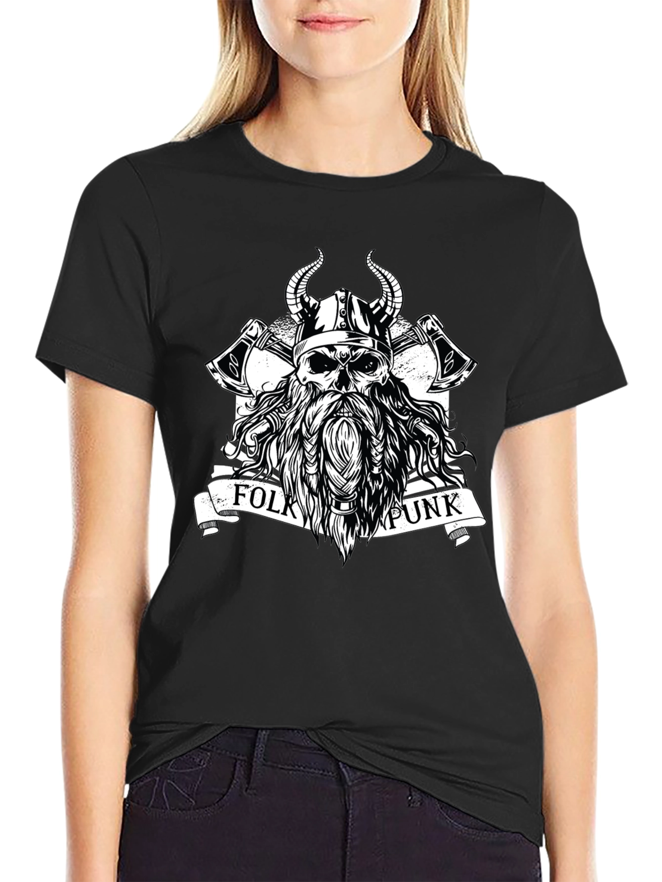 Folk Punk Viking Skull T-Shirt