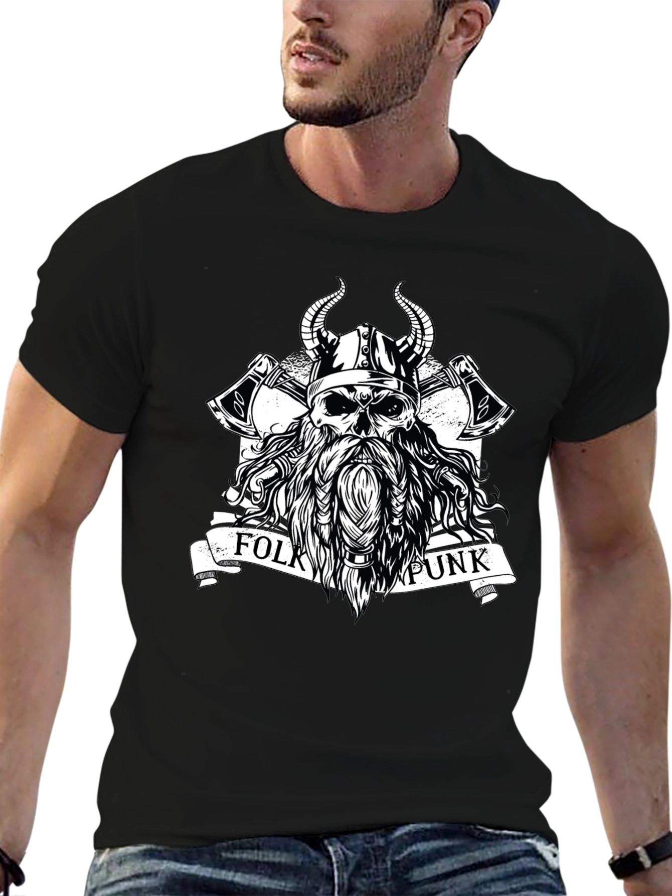 Folk Punk Viking Skull T-Shirt